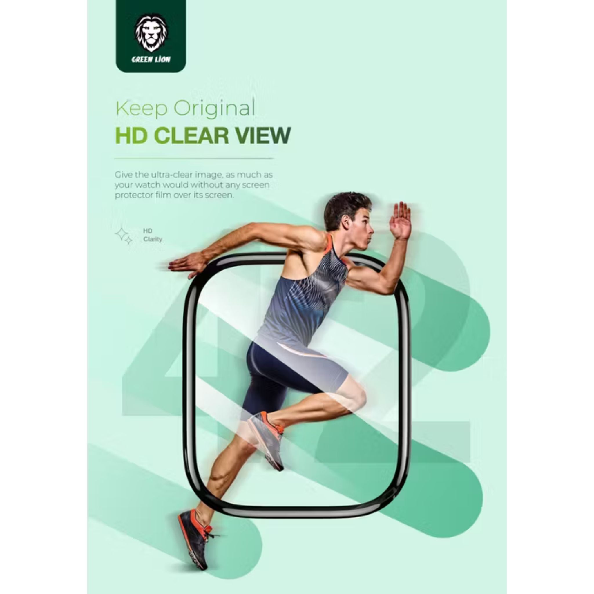 Green Lion 3D Screen Protector for Apple Watch Series 10, 42mm, Anti Fingerprint, Anti Scratch, Sensitive Touch, HD Clarity, Shockproof, Drop Protection, Self-Healing Material - Clear