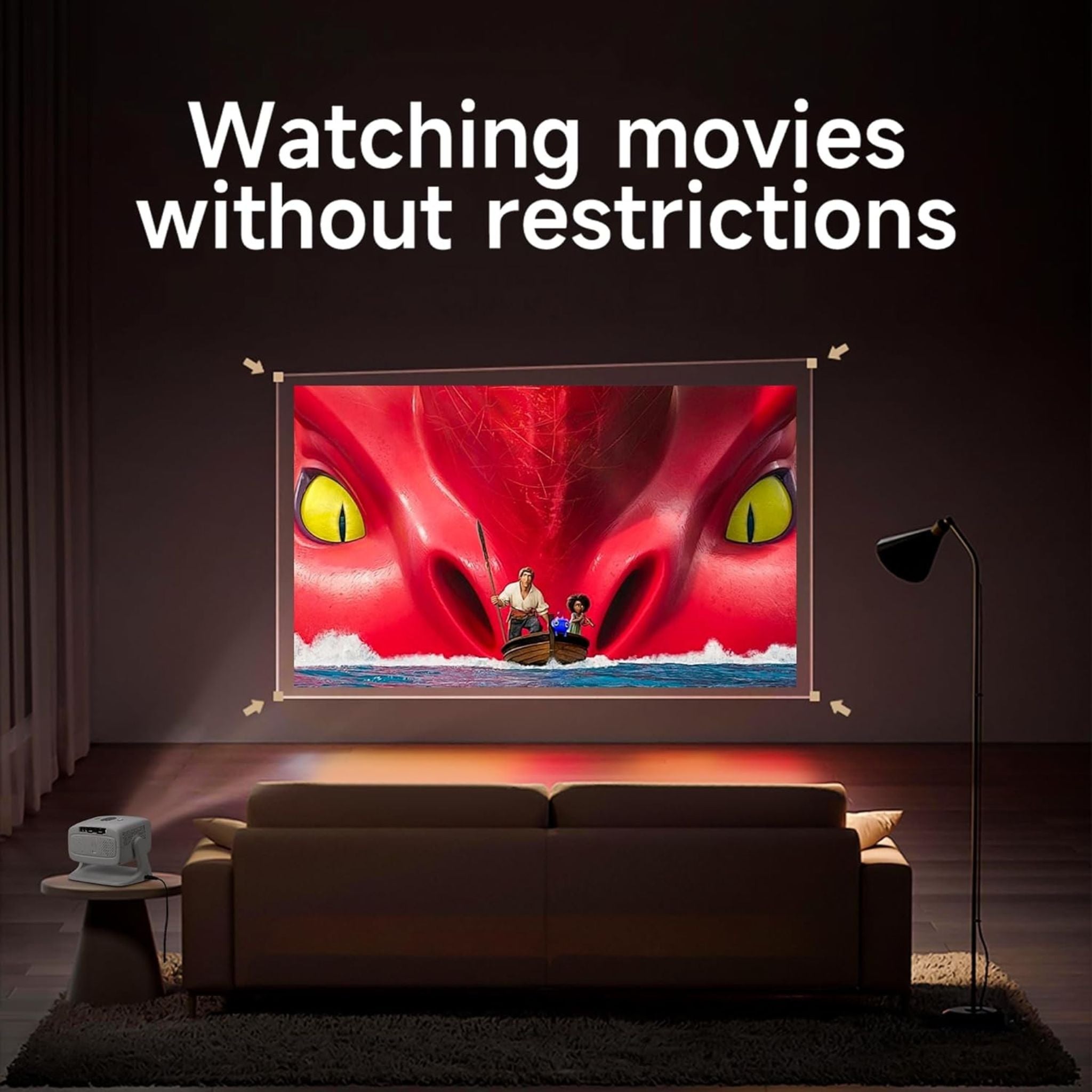 Umiio U10 1080P HD Smart Projector | 5000 Lumens Home Theater, 4K Input, WiFi 6 & Bluetooth 5.2, Portable Multi-Function Projector