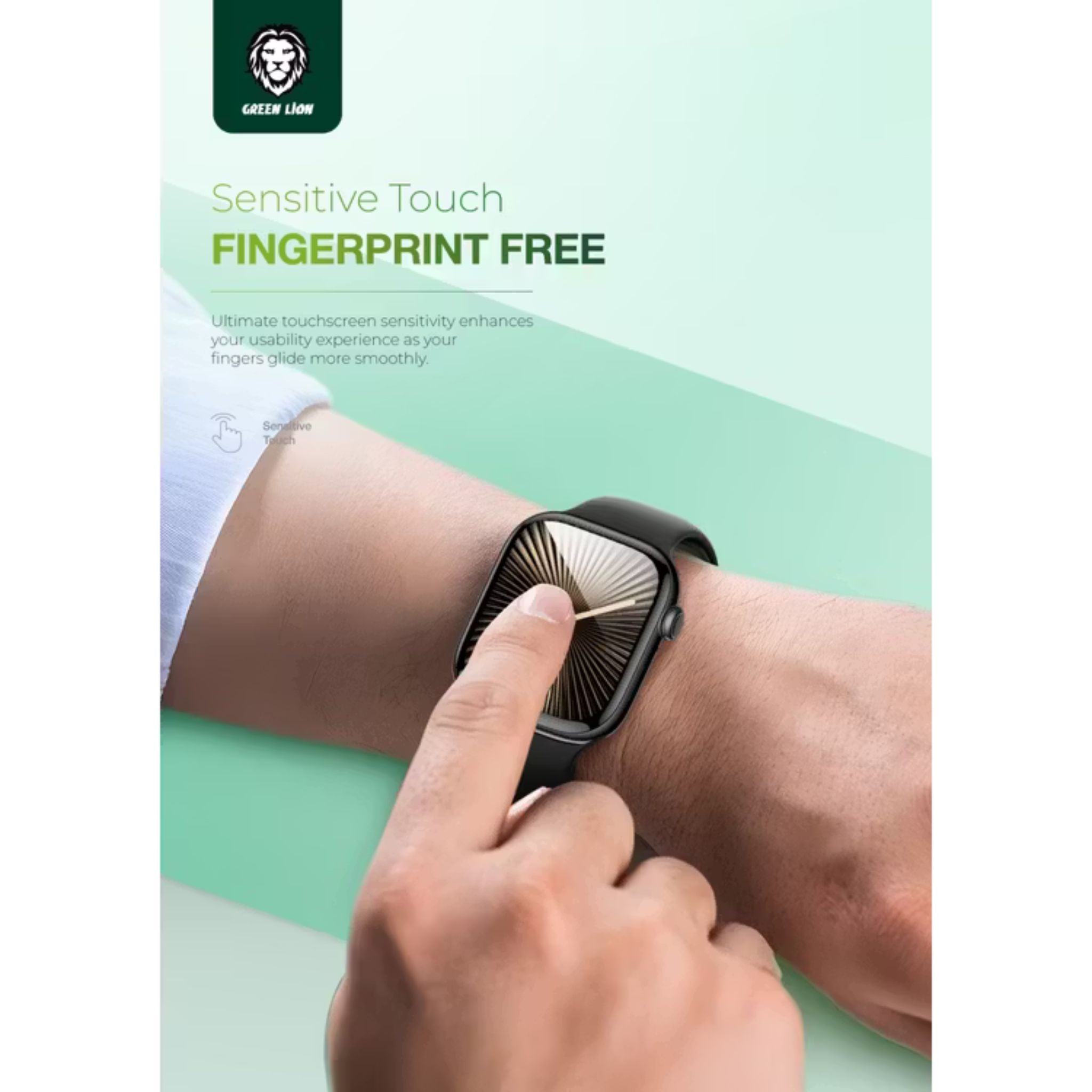 Green Lion 3D Screen Protector for Apple Watch Series 10, 42mm, Anti Fingerprint, Anti Scratch, Sensitive Touch, HD Clarity, Shockproof, Drop Protection, Self-Healing Material - Clear