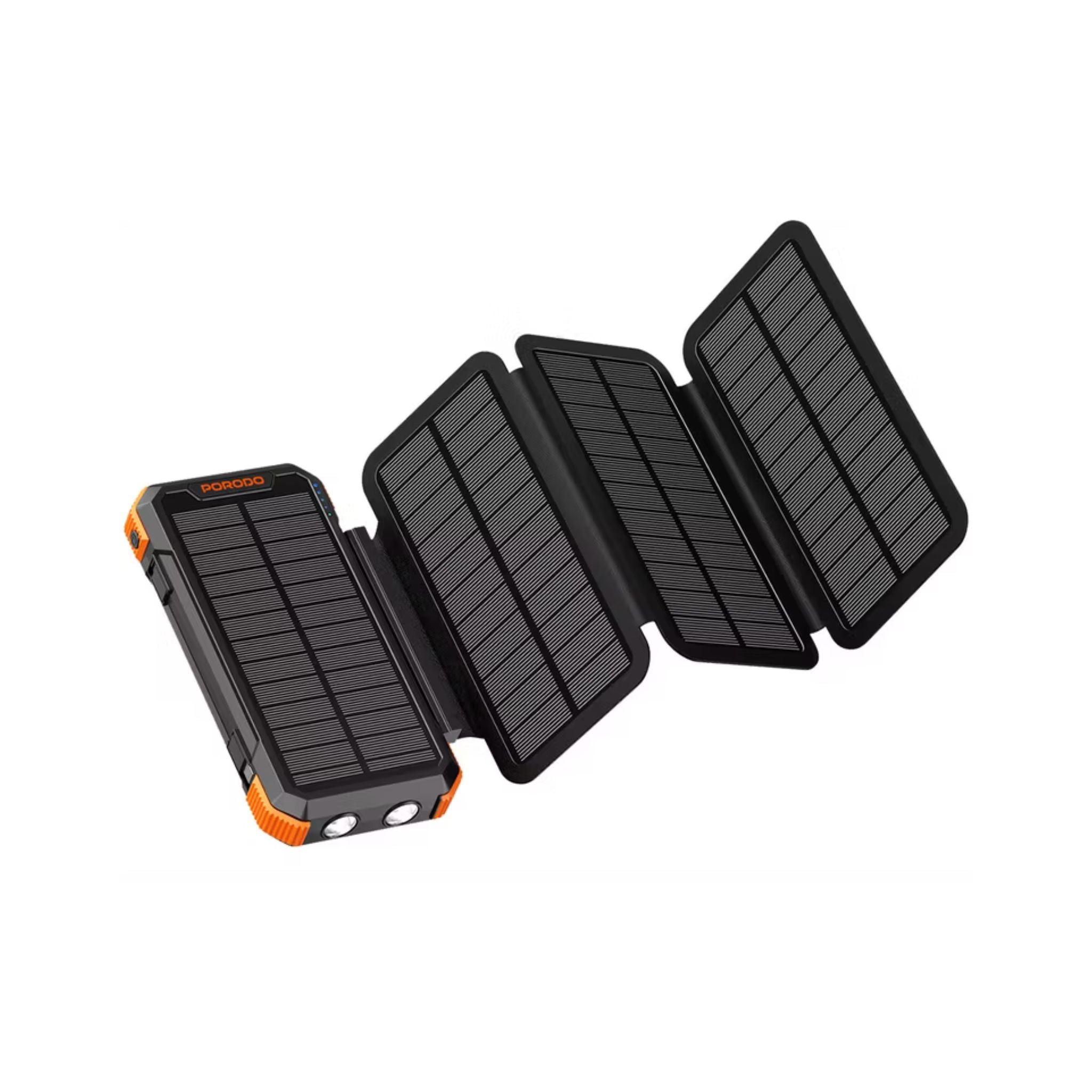 Solar power bank with multiple panels on a white background