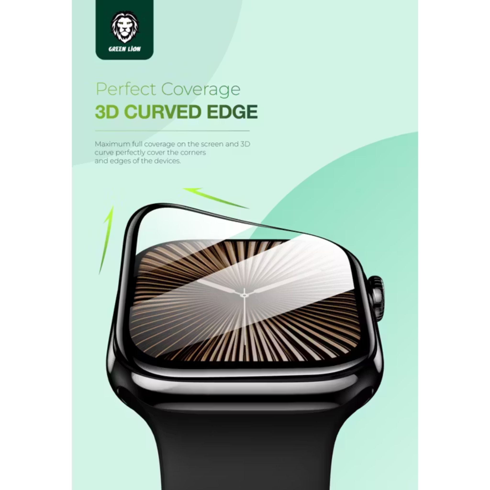 Green Lion 3D Screen Protector for Apple Watch Series 10, 46mm, Anti Fingerprint, Anti Scratch, Sensitive Touch, HD Clarity, Shockproof, Drop Protection, Self-Healing Material - Clear