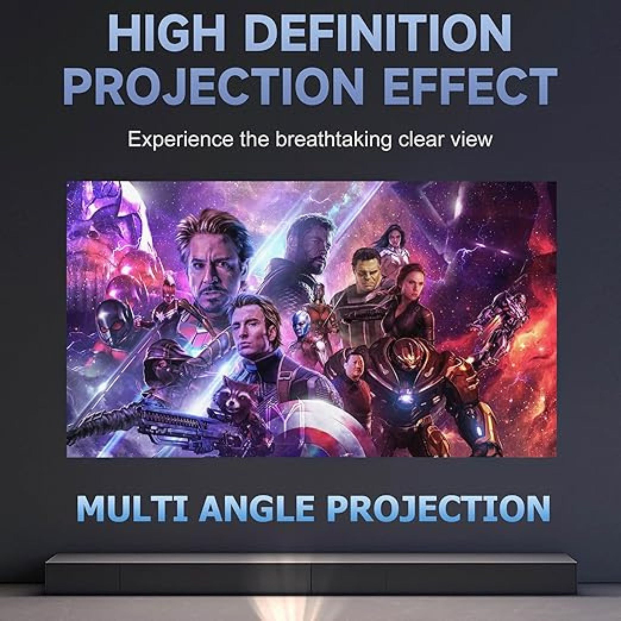 Umiio U20 Portable Projector with 200 ANSI Lumens, 2.4/5G WiFi, Bluetooth, HDMI, USB, Audio. Features built-in speaker, Android 9, 4K support, auto keystone, and stand. Ideal for movies, music, TV, gaming, office, and meetings_White
