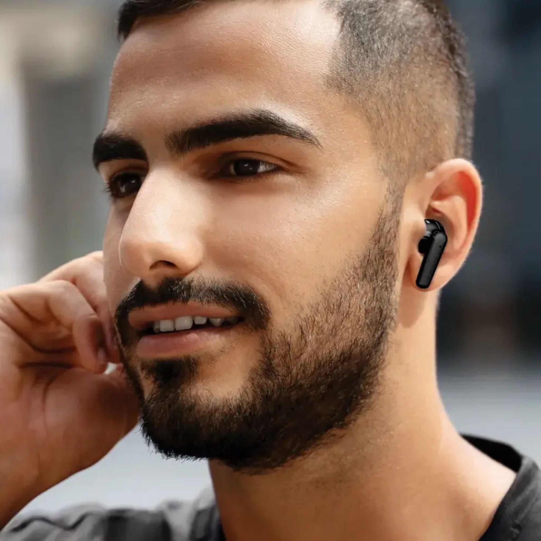 Porodo Soundtec Vibe Wireless Earbuds with Omnidirectional Microphone, Up to 9 Hours Playtime, Type-C Charging Port, Bluetooth Version 5.3, 10m Transmission Range, Immersive Audio, Voice Assistant, Stereo Sound - Black