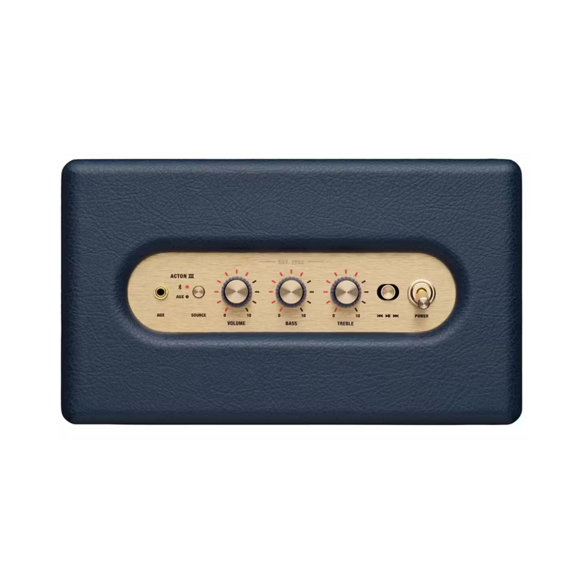 Marshall Acton III Wireless Bluetooth Stereo Speaker with Bluetooth Version 5.2, 2 Hours Charging Time, 32 Hours Play Time, Fast Charging, Water Resistant, USB-C Charging Port - Blue