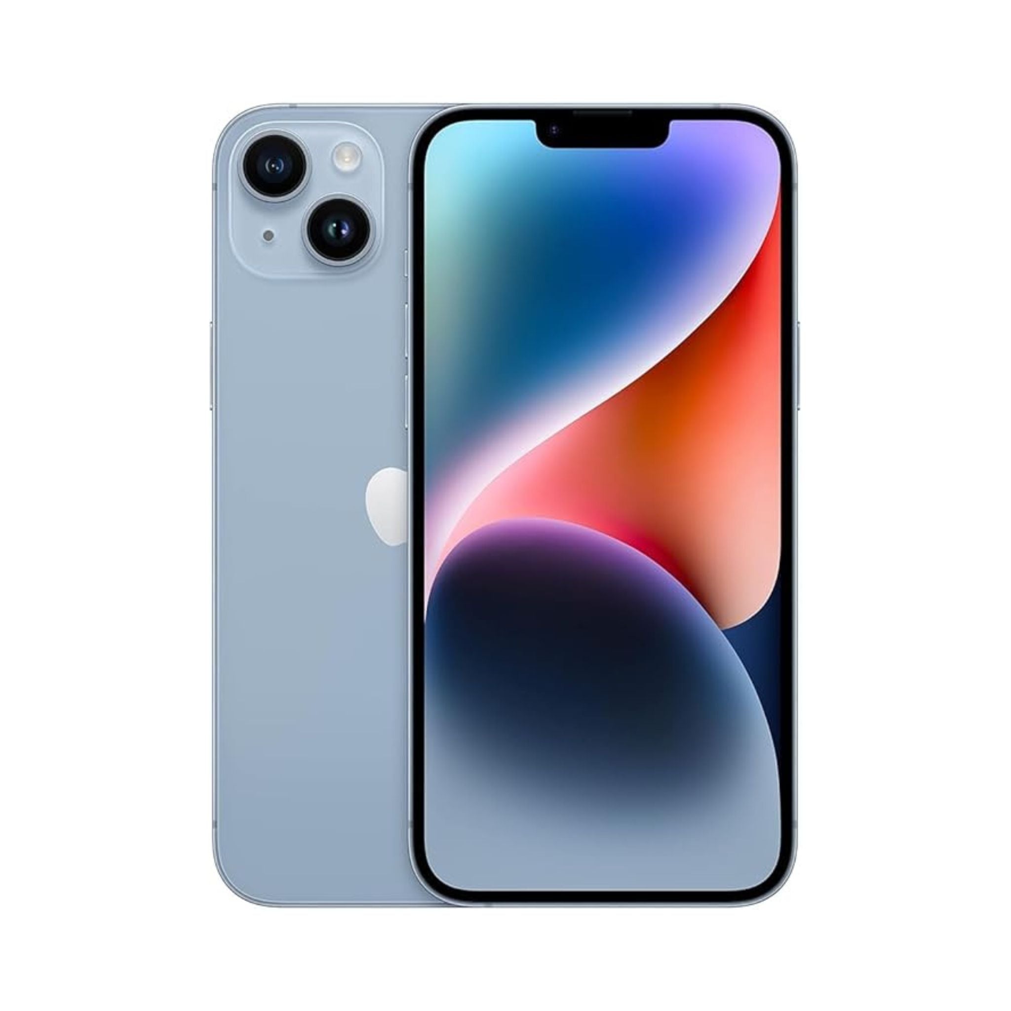 Smartphone with colorful display and gradient back on a white background