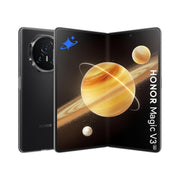 Honor Magic V3 smartphone with space-themed design on a white background