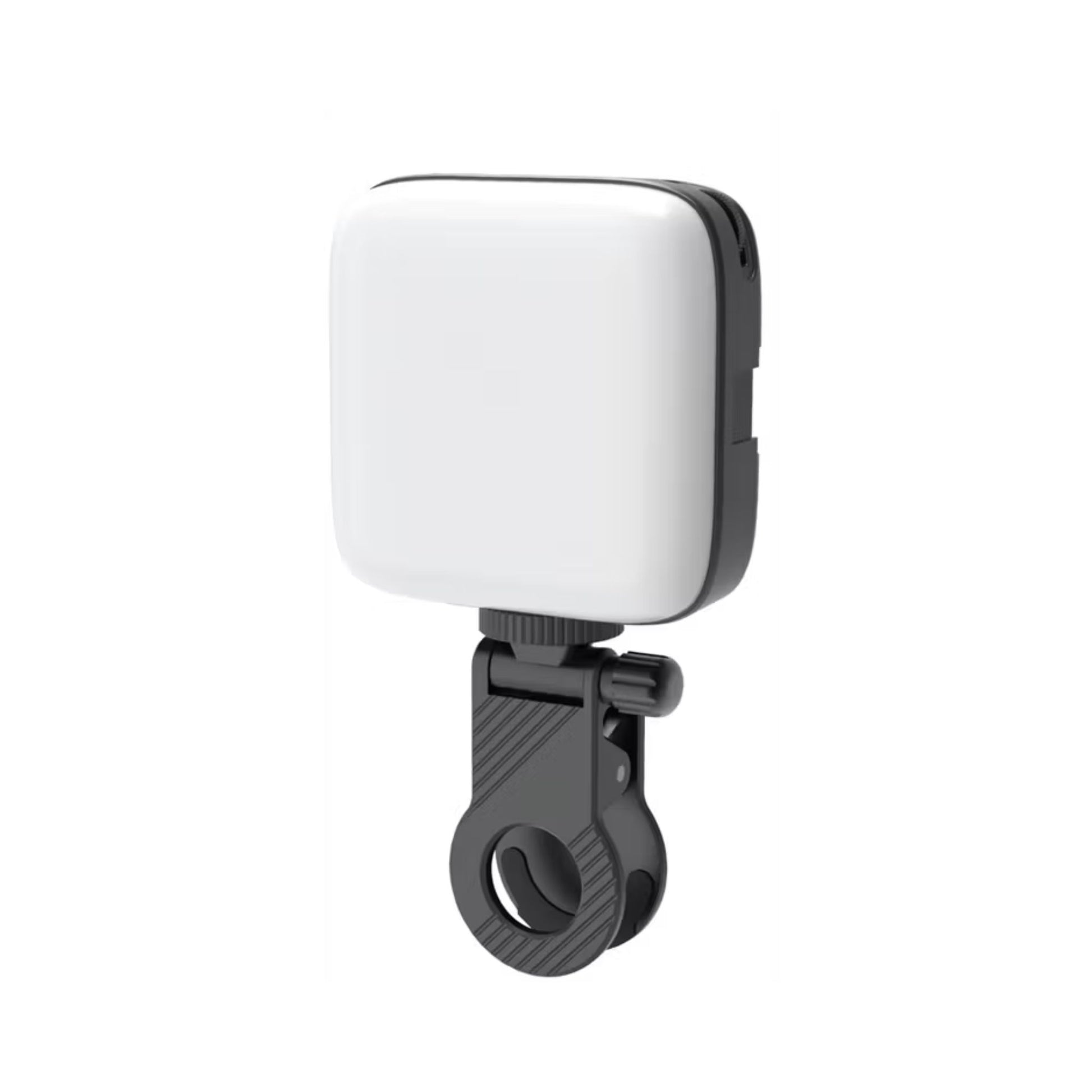White light modifier with black clip on a white background