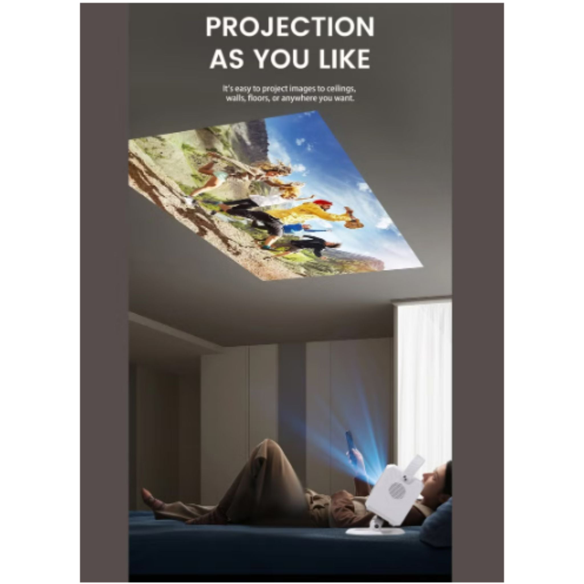 Umiio Q6 Max Smart Android Projector with Wireless Dual Karaoke Mic 4K and 1080*720P Support 200" Display Wi-Fi/Bluetooth HDMI/USB – White
