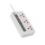 Porodo Multi-Port Power HUB with Power Button & Timer, Over-Heat Protection, 4 USB-A, 1 USB-C, 2m Power Cord - White