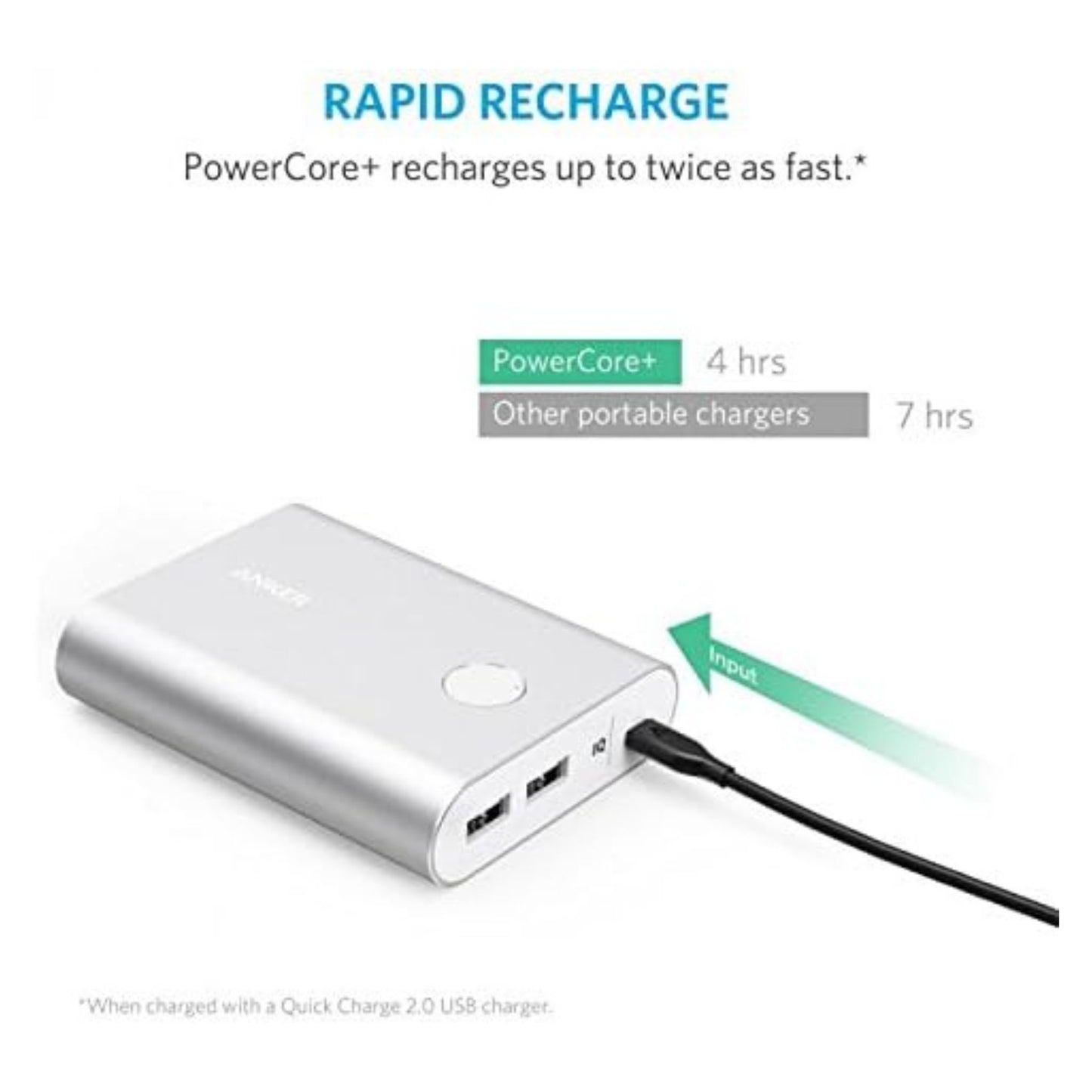 ANKER 13400mAh PowerCore+ Portable Power Bank with Quick Charge 3.0 - Silver