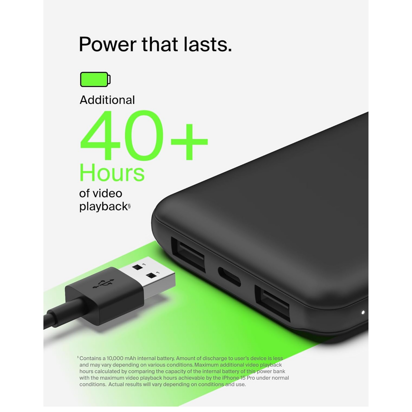 Belkin USB-C POwerbank USB-C port: Up to 15W output  USB-A ports: Up to 12W output each 10000 mah - Black