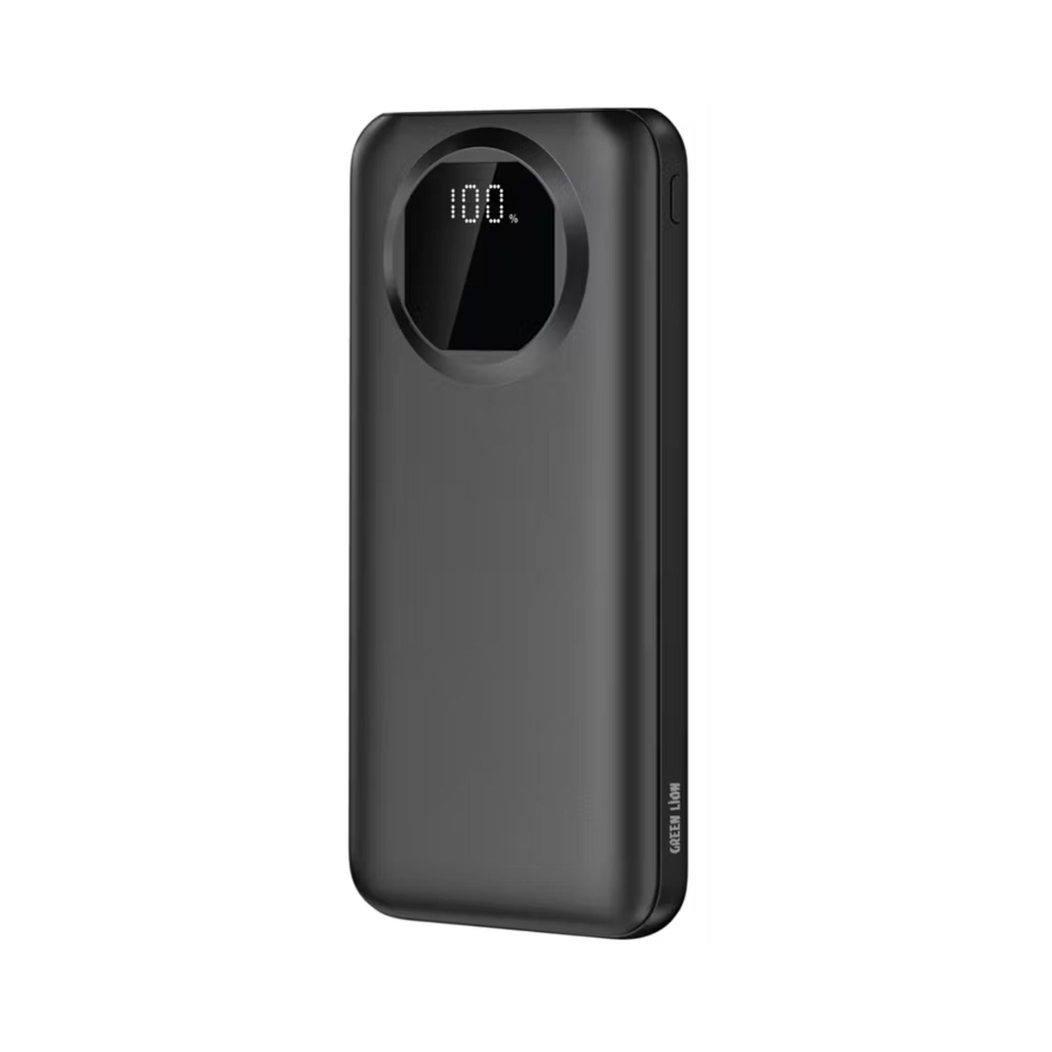 Green Lion Nairo 10000mAh Power Bank with USB-C & Dual USB-A Ports, ABS & PC Material, Flight Approved, Slim &Portable Design, 5600mAh Rated Capacity, Charging Protection, Digital Display - Black