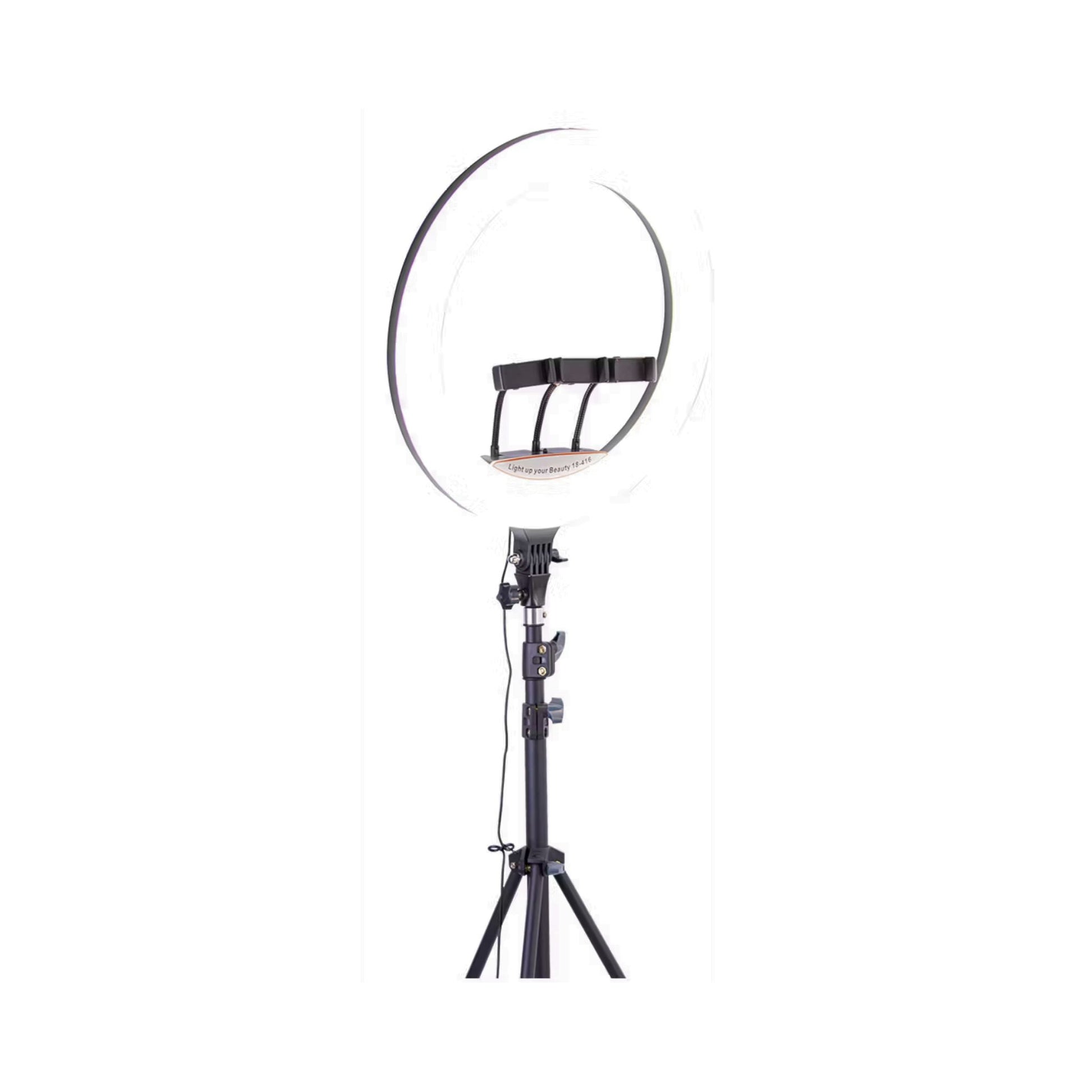 Ring light with stand on a white background