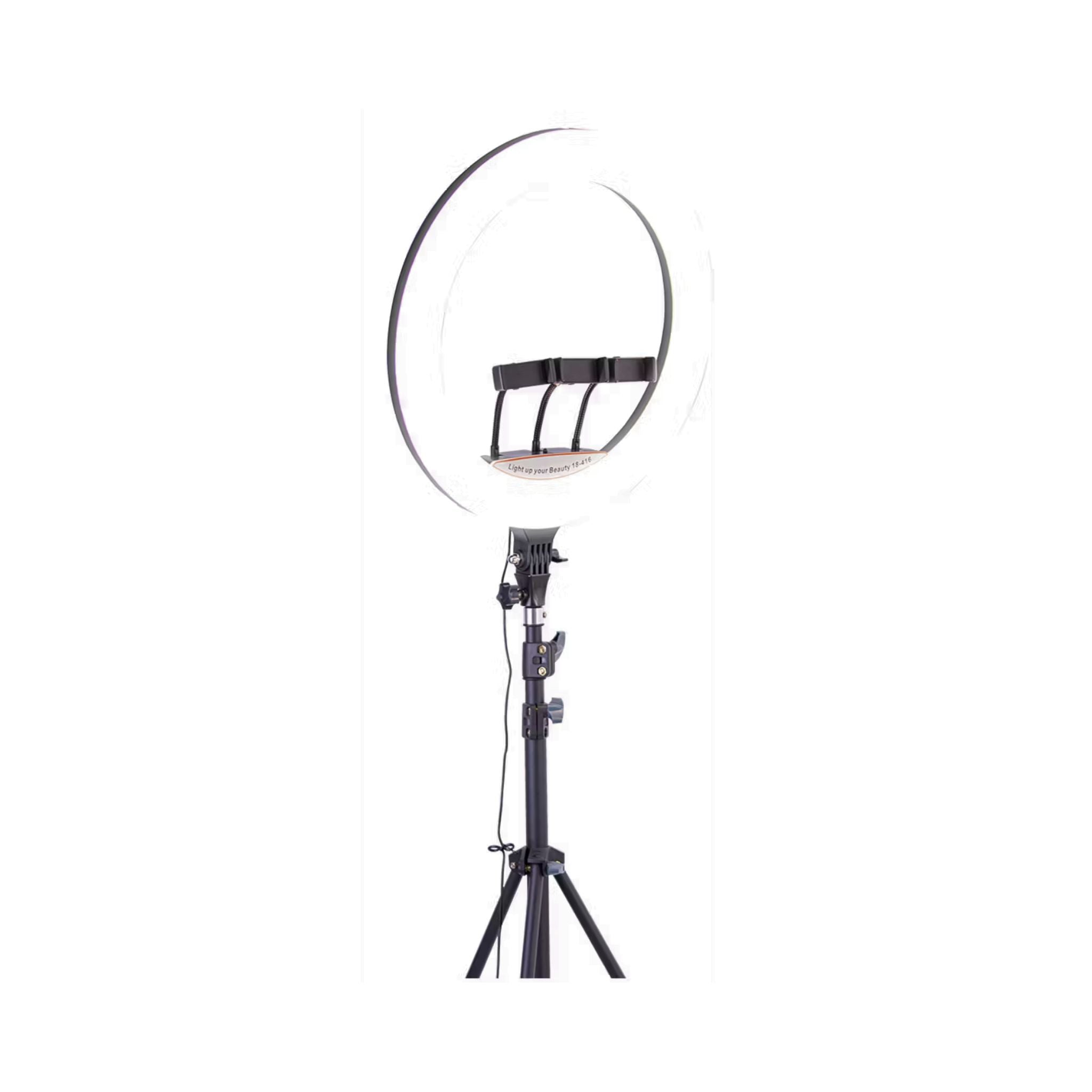 Ring light with stand on a white background