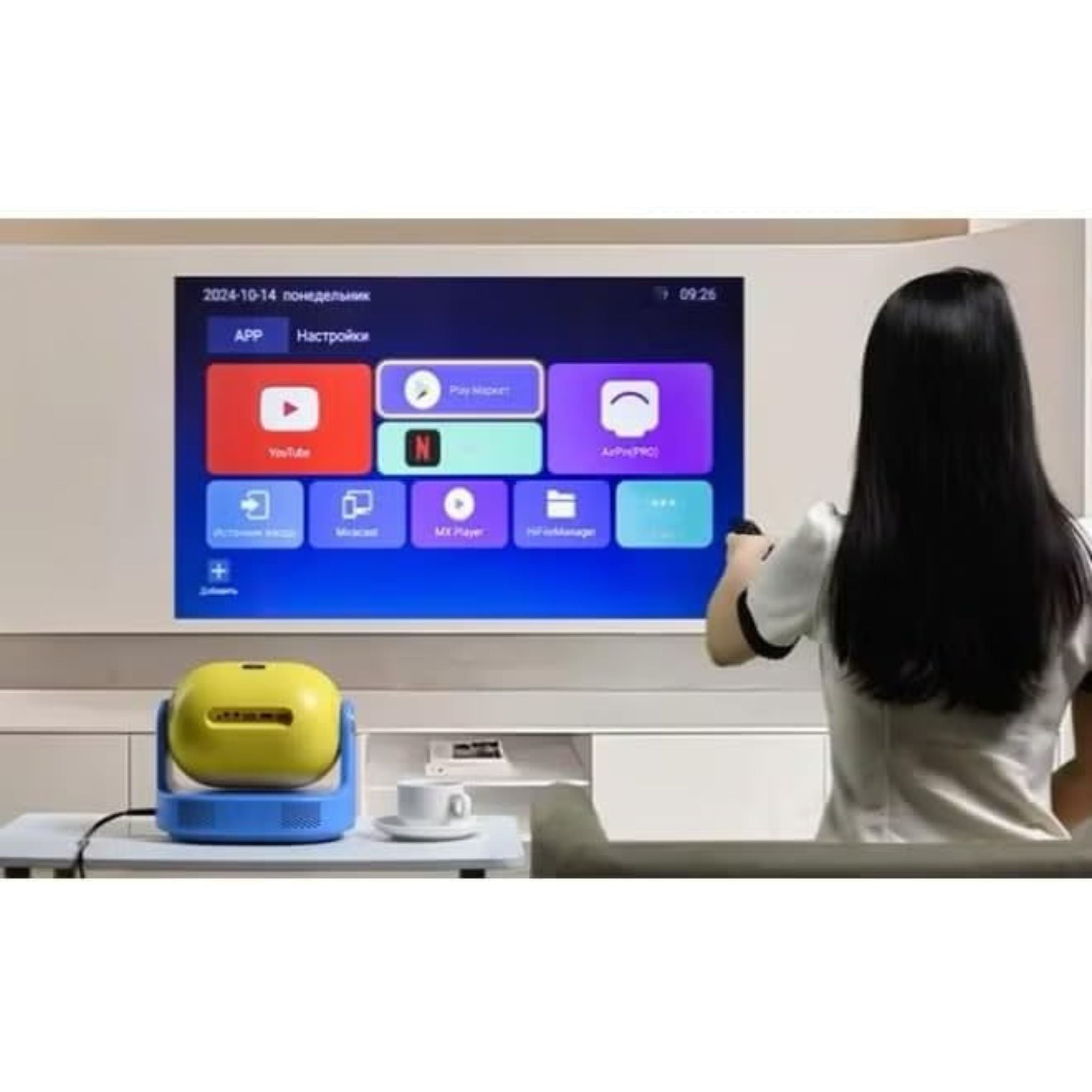 Umiio U30 Super Smart Premium Projector 1080P Full HD, 4K Supported 180° Adjustable Lens, WiFi 6 & Bluetooth, Portable LED Projector for Home Theater & Outdoor Use, HDMI/USB/Audio, Remote Control