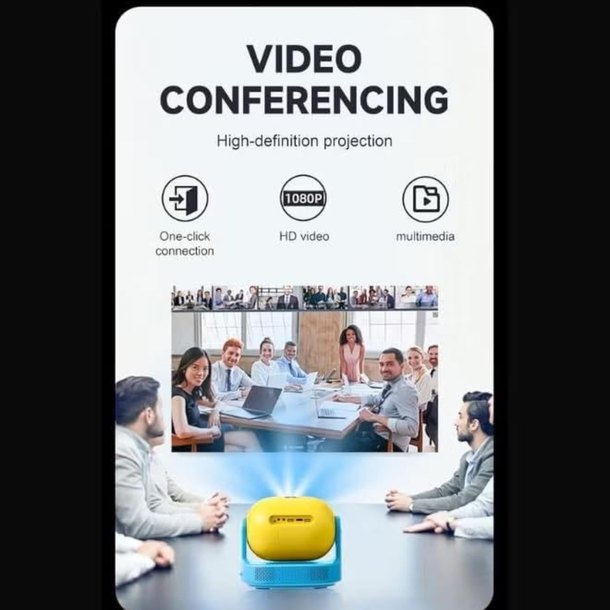 Umiio U30 Super Smart Premium Projector 1080P Full HD, 4K Supported 180° Adjustable Lens, WiFi 6 & Bluetooth, Portable LED Projector for Home Theater & Outdoor Use, HDMI/USB/Audio, Remote Control