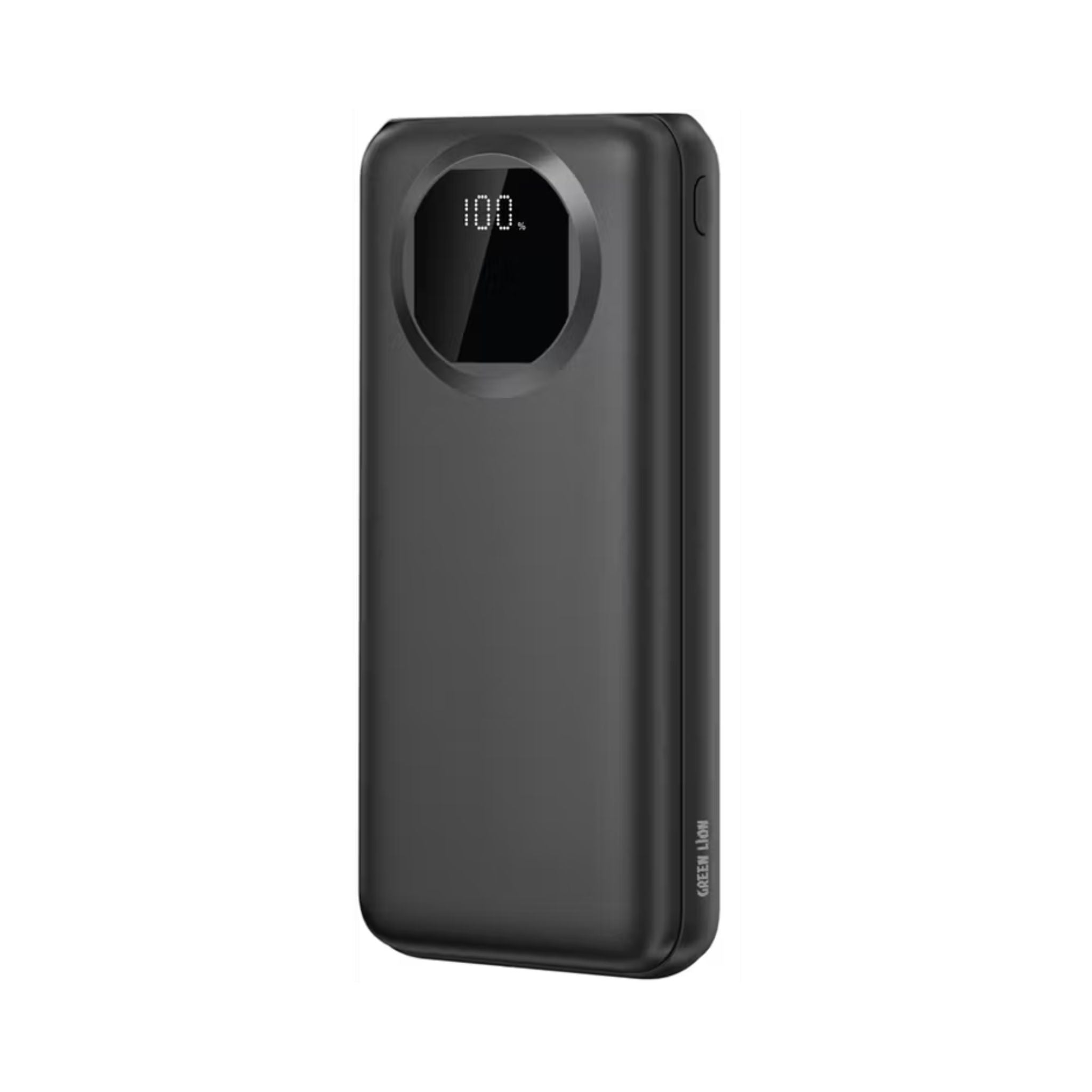 Green Lion Nairo 20000mAh Power Bank with USB-C & Dual USB-A Ports, ABS & PC Material, Flight Approved, Slim &Portable Design, 11200mAh Rated Capacity, Charging Protection, Digital Display - Black