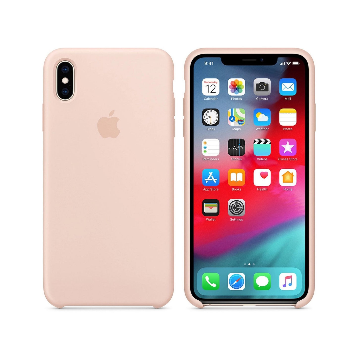 APPLE iPhone XS Max (6.5 inch) Silicone Back cover Case with Apple Logo, Protective Backcover - Pink Sand