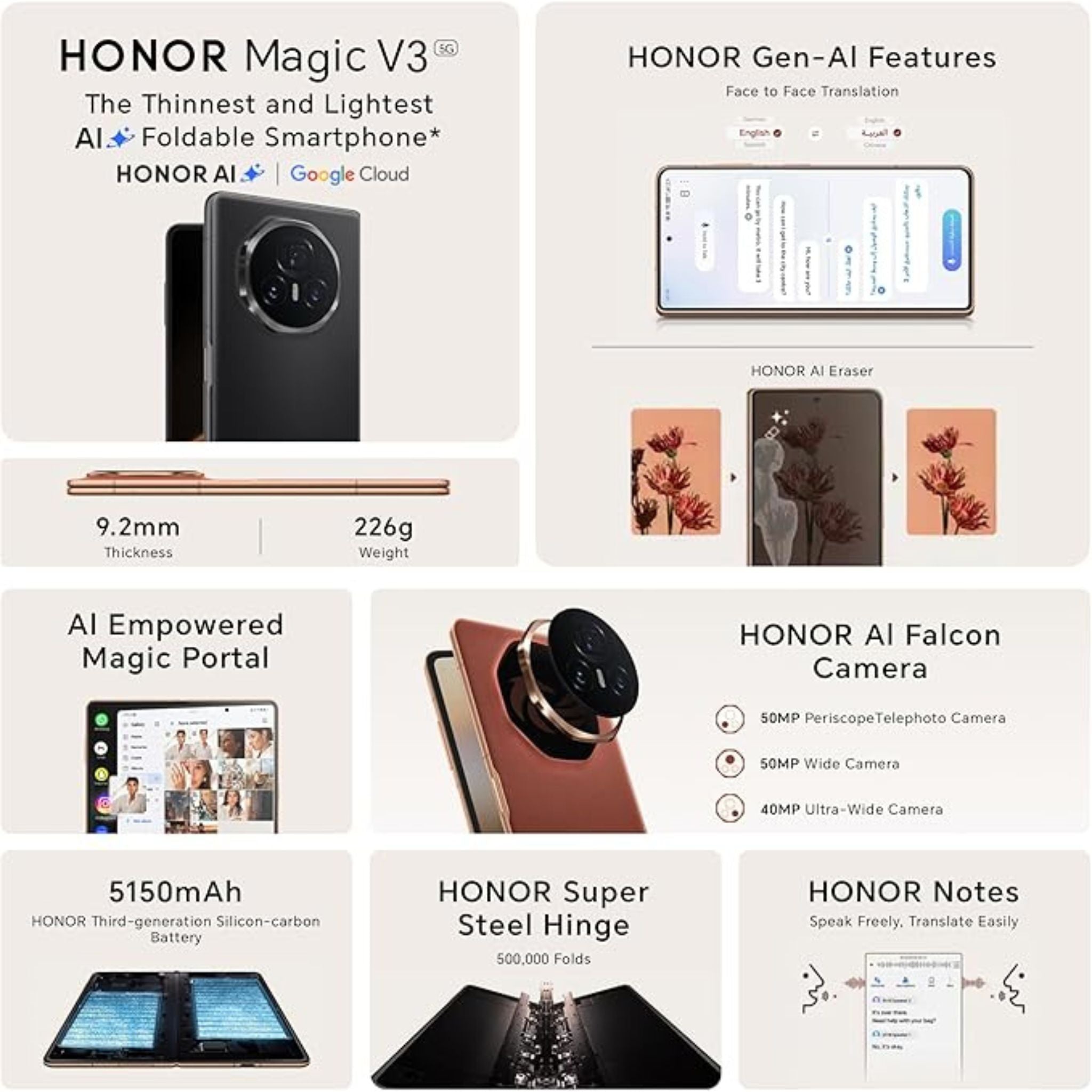 Honor Magic V3 5G Dual SIM 12GB RAM 512GB - International Version - Black