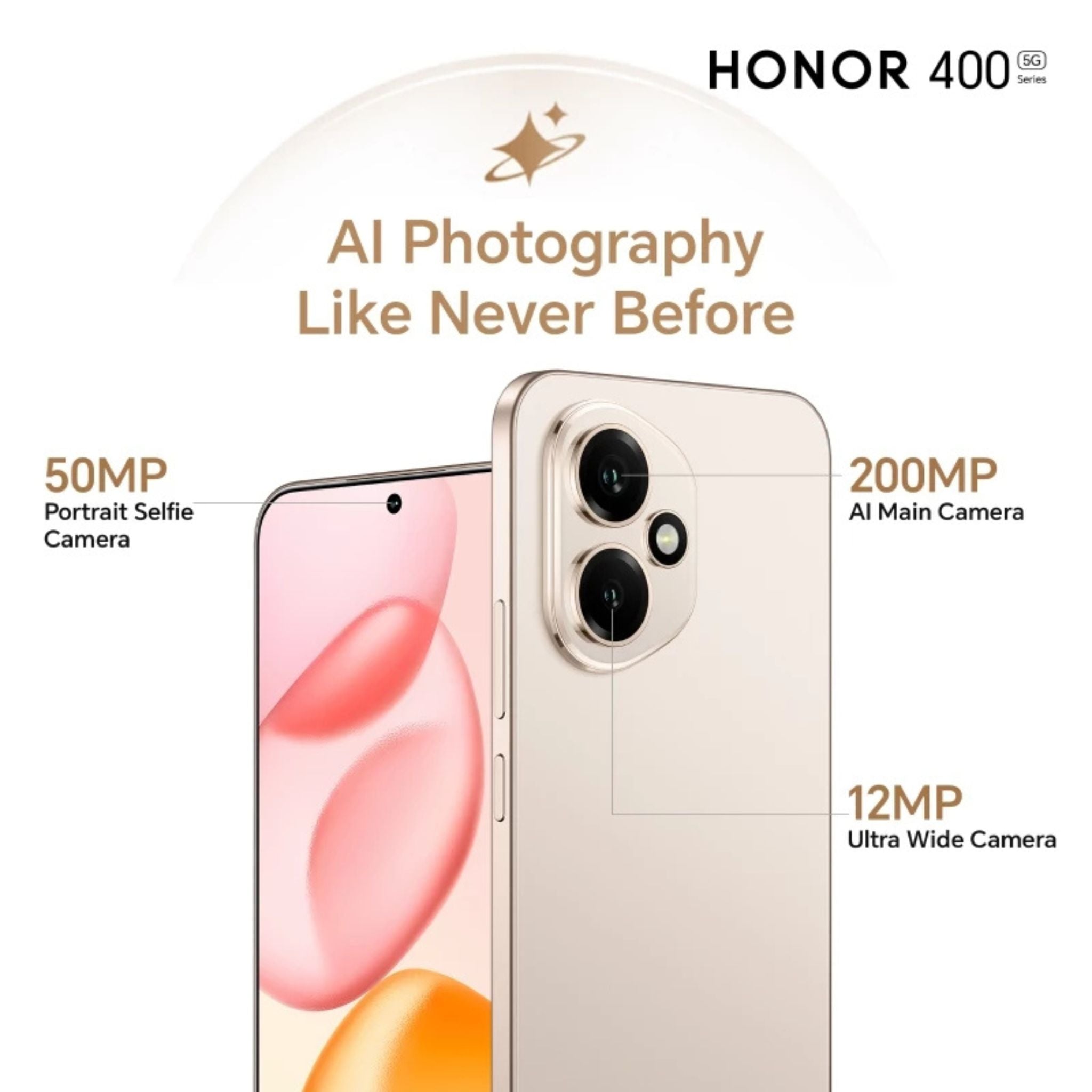 Honor 400 5G, Dual SIM 12GB RAM 256GB - Middle East Version- Gold
