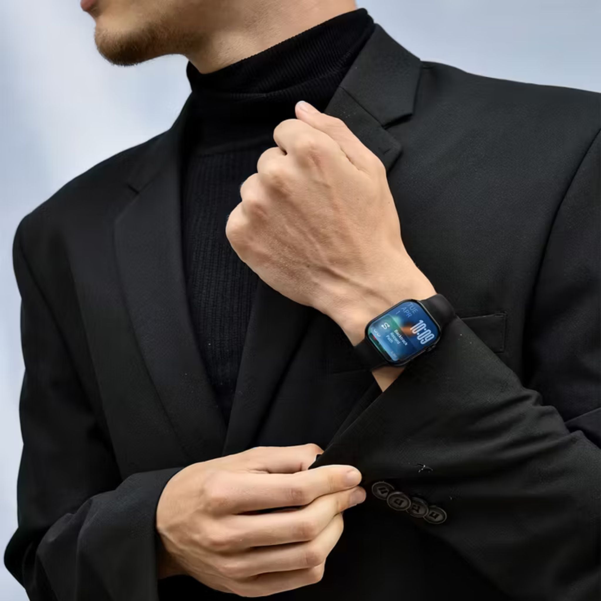 Green Lion Communicate Smart Watch with 2.07" IPS Dispaly, 380mAh Battery Capacity, Wireless Charging, AI Voice Assistant, 1GB Flash, 3-5 Days Working Time - Black