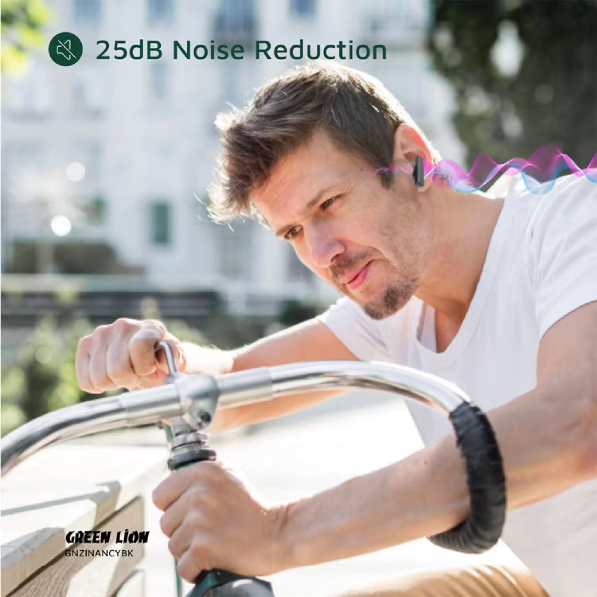 Green Lion ZINC Y Metal Earbuds TWS with ANC, Aluminum Alloy Case, High-Definition Microphone, 25dB Noise Reduction, 10 Meters Transmission Range - Black