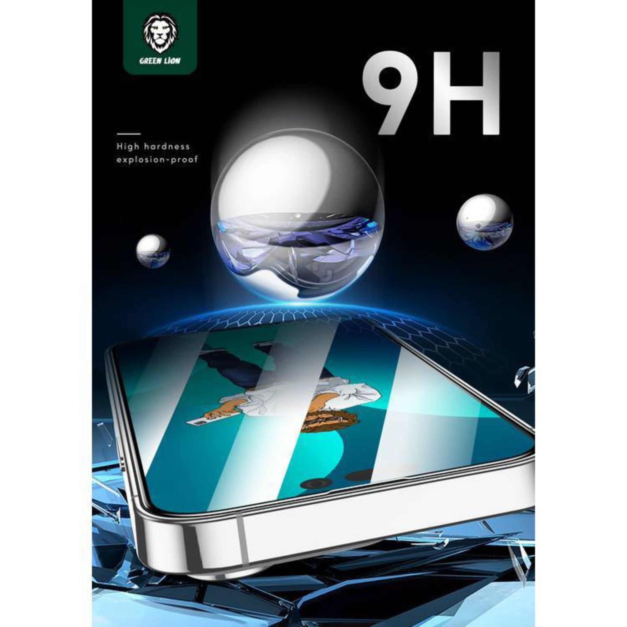 Green Lion 9H Steve HD Glass Protector for iPhone 14 Pro Max, Anti Scratch & Anti-Finger Print, Highly Responsive, Grease Resistance, Bubble Free - Clear