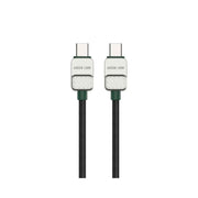 A black and green braided USB-C to USB-C cable by Green Lion, 1 meter in length.
