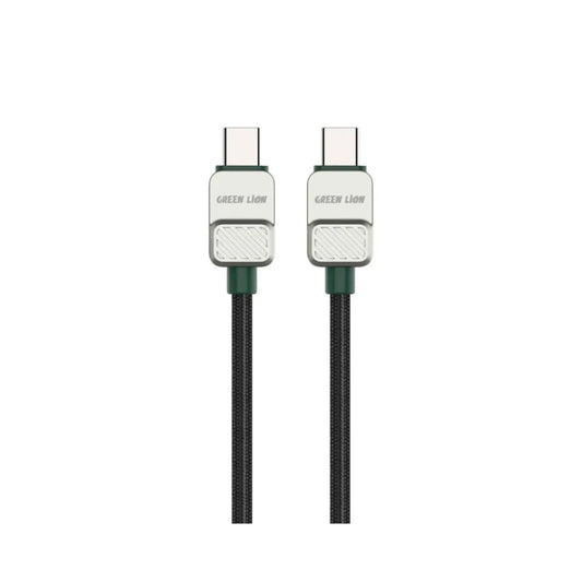 Green Lion USB C to USB C Electroplated Braided Cable 1m 60W - Black+Green