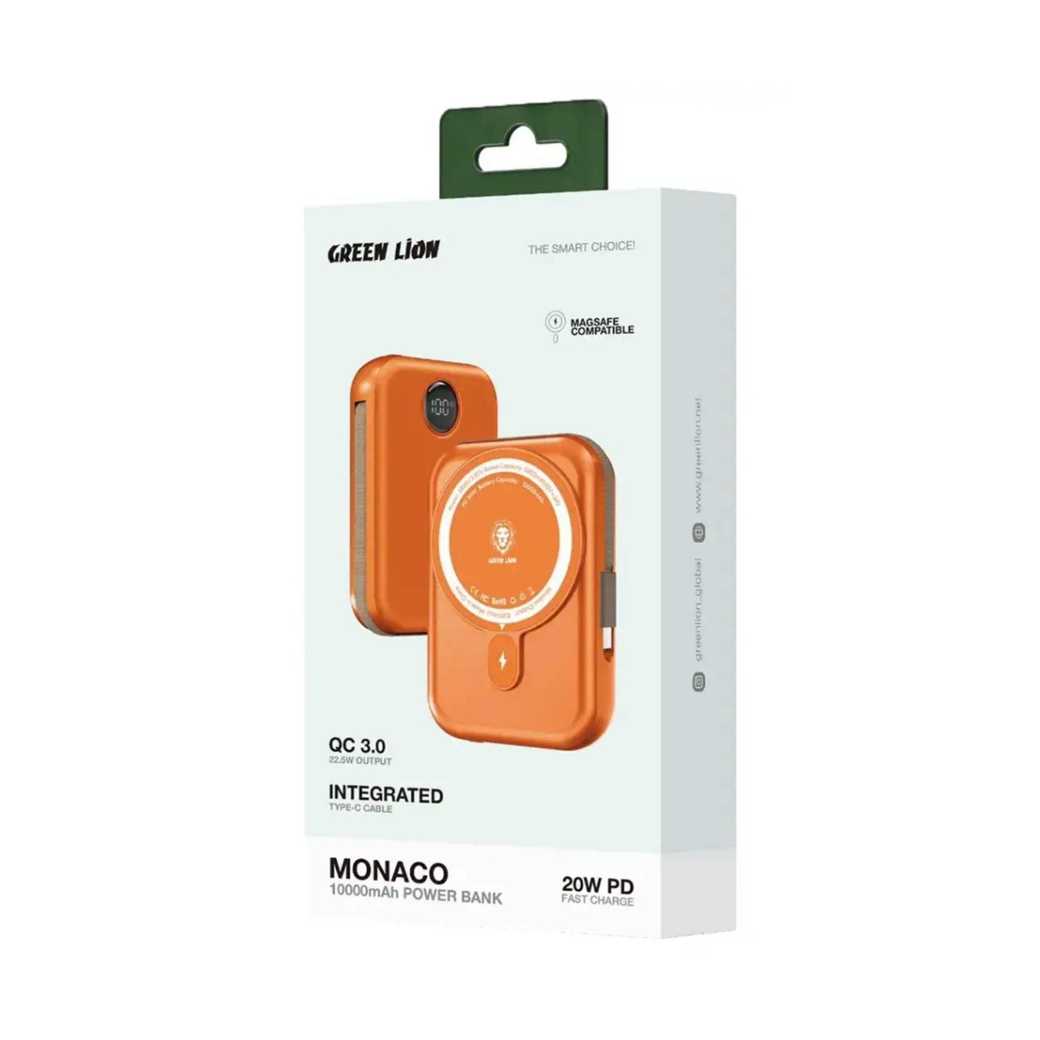 Green Lion Monaco 10000mAh MagSafe Power Bank - Orange