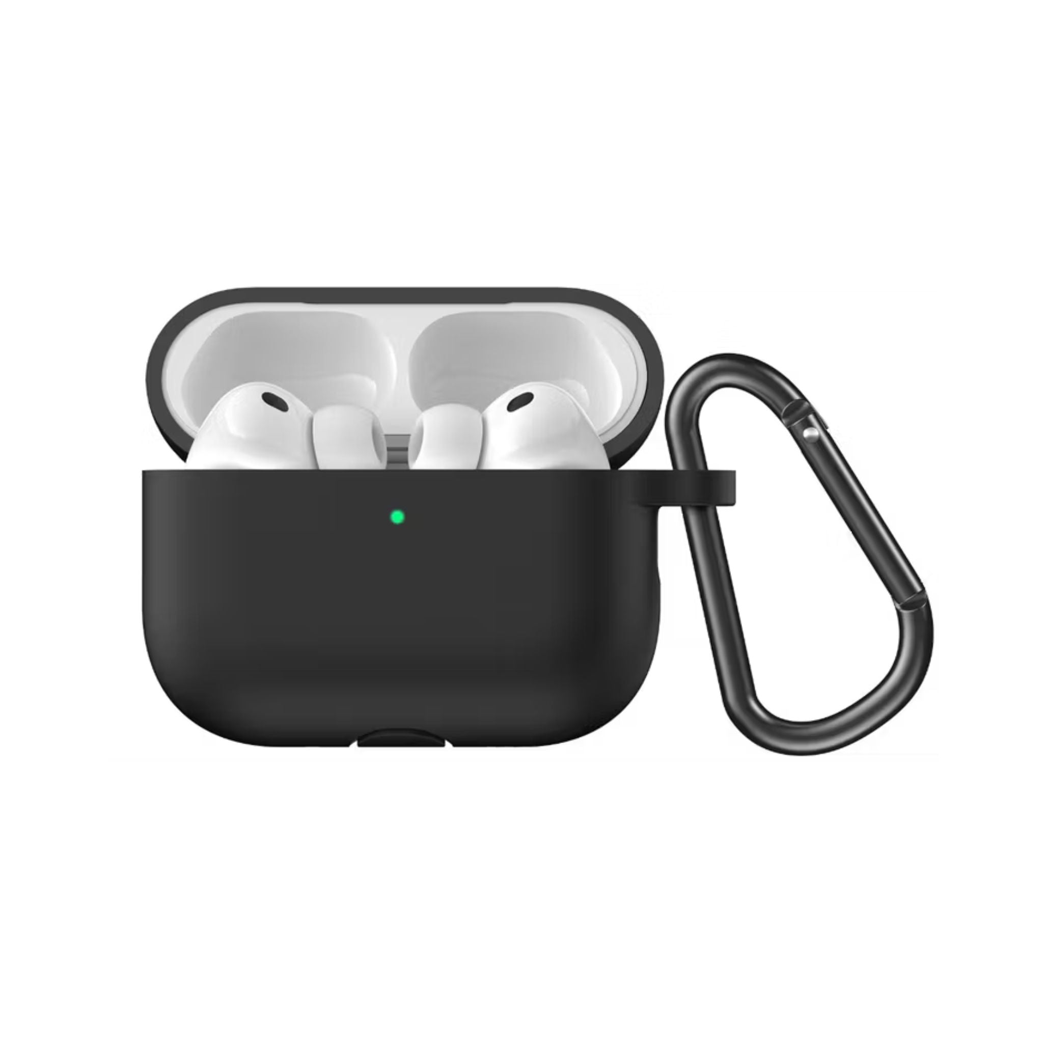 Green Lion Berlin Series Silicone Case for AirPods Pro 3 with Portable Metal Carabiner, 360° Full Protection, Seamless Fit, Skin-Friendly Touch, One-Piece Design, Anti-Scratch, Shockproof - Black