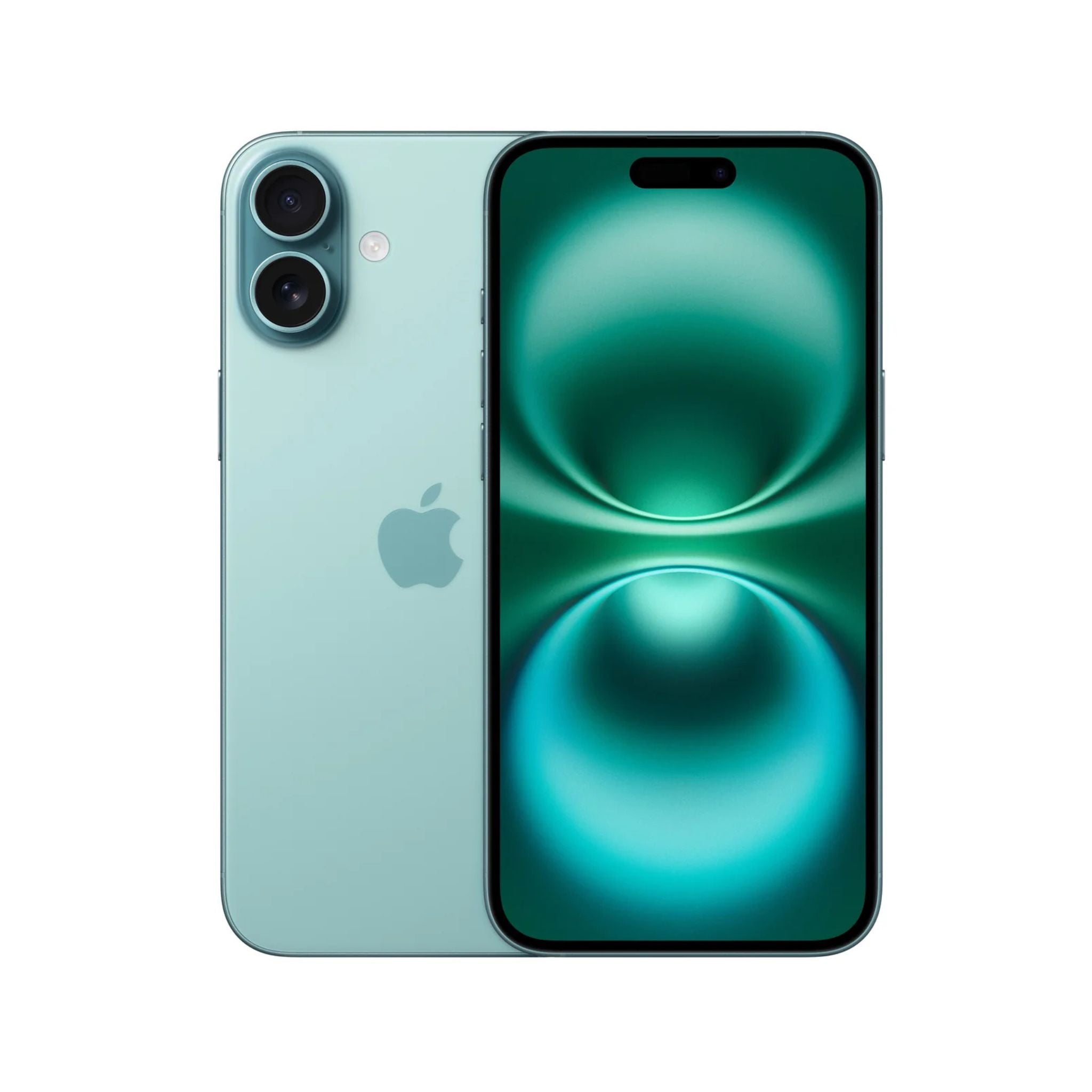 Green smartphone with Apple logo on a white background