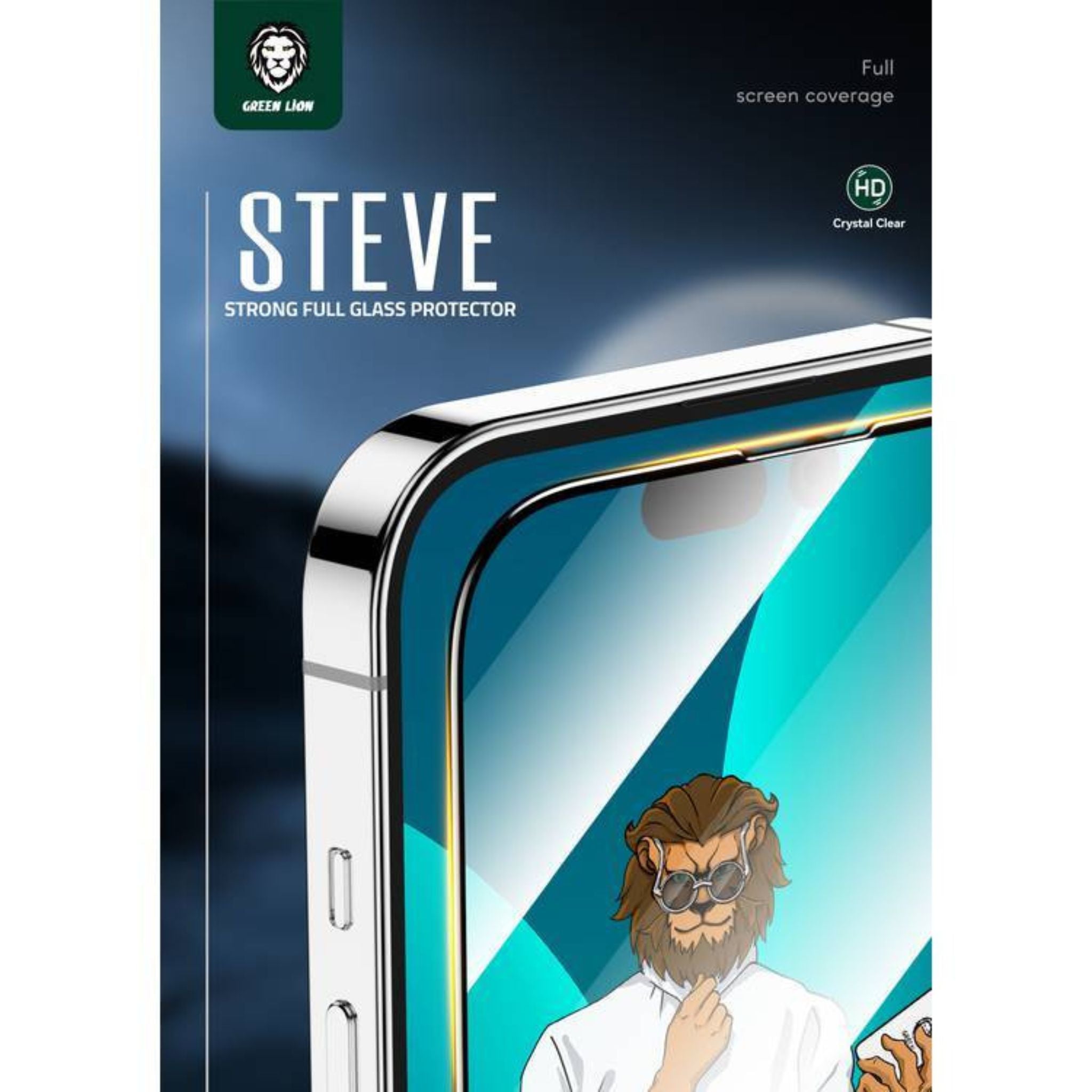 Green Lion 9H Steve HD Glass Protector for iPhone 14 Pro Max, Anti Scratch & Anti-Finger Print, Highly Responsive, Grease Resistance, Bubble Free - Clear