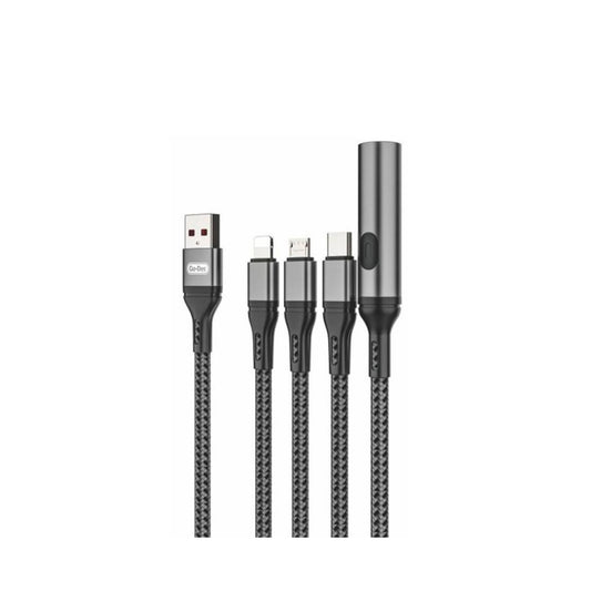 Go-Des GD-UC321 4in1 Lightning – Type-C – Micro USB Ultra Fast Charging Cable + Lighter_Black