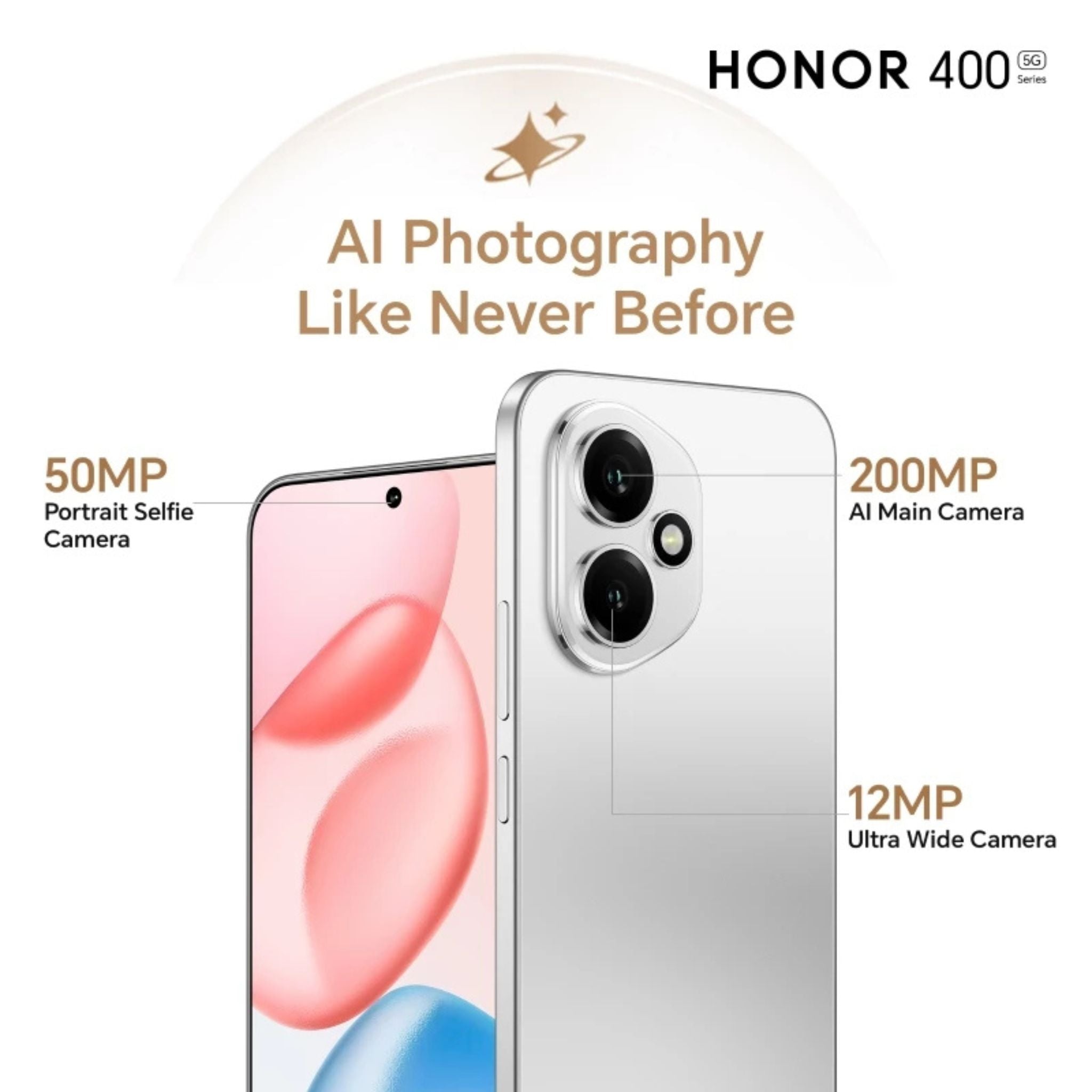 Honor 400  5G, Dual SIM 12GB RAM 256GB  - Middle East Version- Meteor Silver
