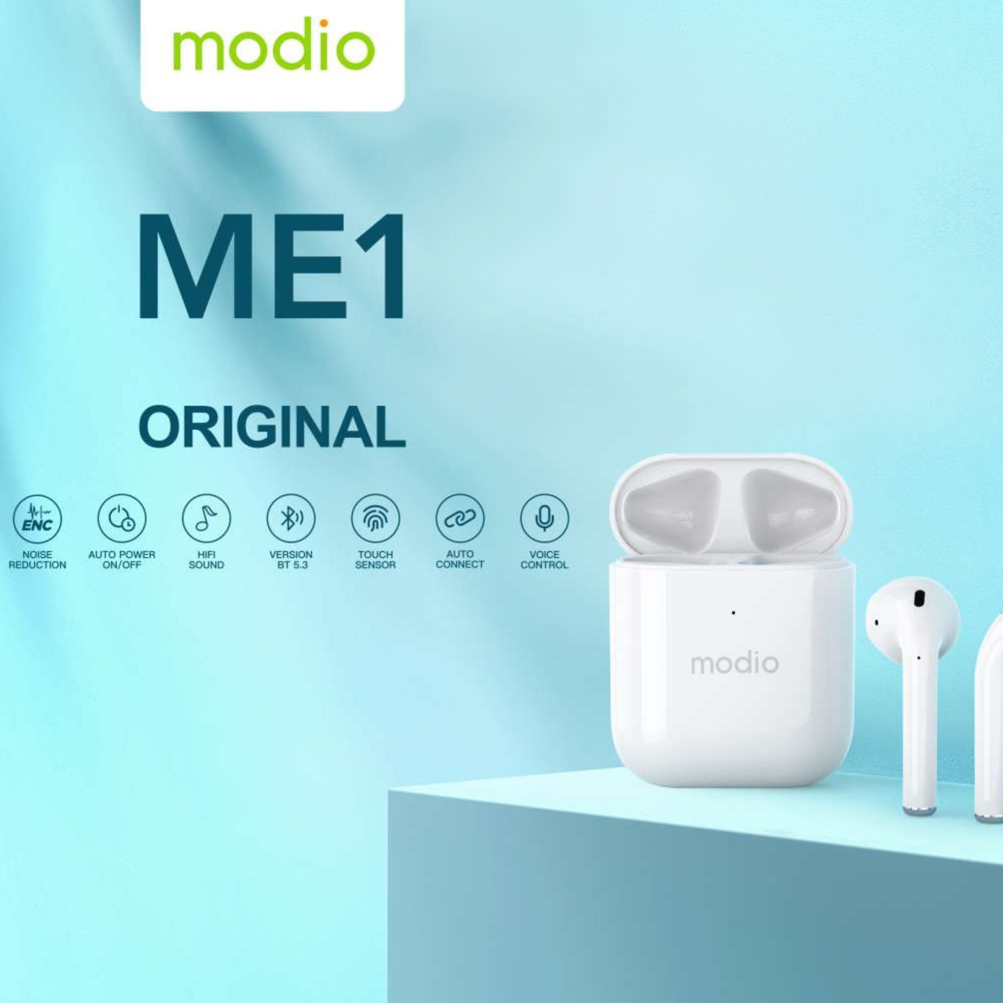 Modio ME1  Wireless Bluetooth Earbud Pro for Android and iPhones, White