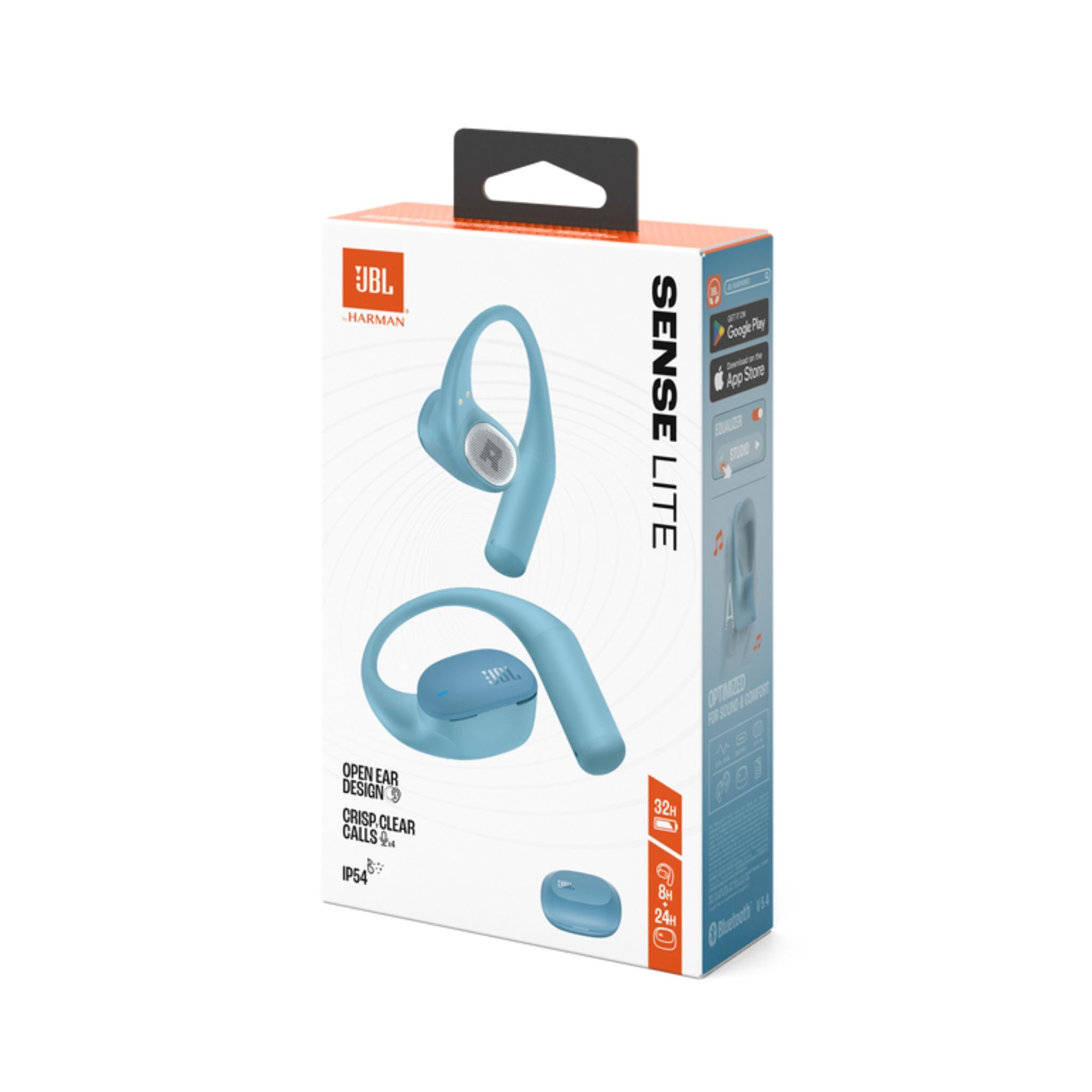 JBL Sense Lite Wireless Earbuds with Open Design and Ear Hook, JBL OpenSound Air Conduction Technology, 32 Hours Operation, Water & Dust Resistant IP54 - Blue