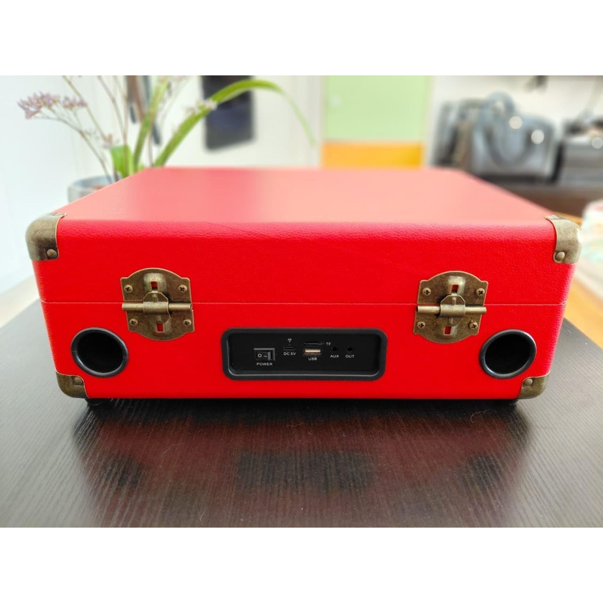 SmartBarry Portable Karaoke Bluetooth Unique SuitCase Speaker with 2 dual Microphones with Karaoke Family/Offering Indoor & Outdoor KTV ECO FRIENDLY & experience in different enviroment- Red