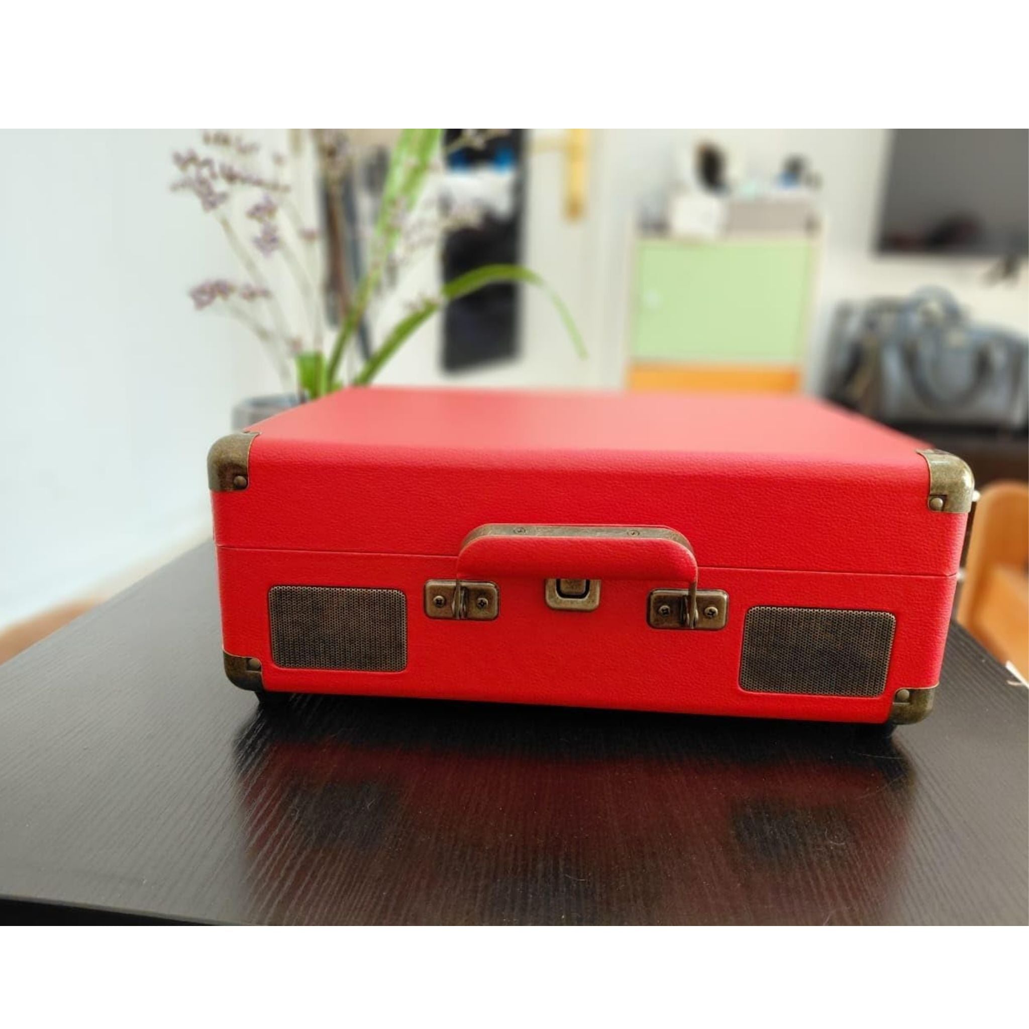 SmartBarry Portable Karaoke Bluetooth Unique SuitCase Speaker with 2 dual Microphones with Karaoke Family/Offering Indoor & Outdoor KTV ECO FRIENDLY & experience in different enviroment- Red