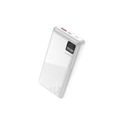 Porodo Blue Quick Charge Power Bank with USB-A & USB-C Outputs, 20000mAh Battery Capacity, Digital Display, 20W Power Delivery - White