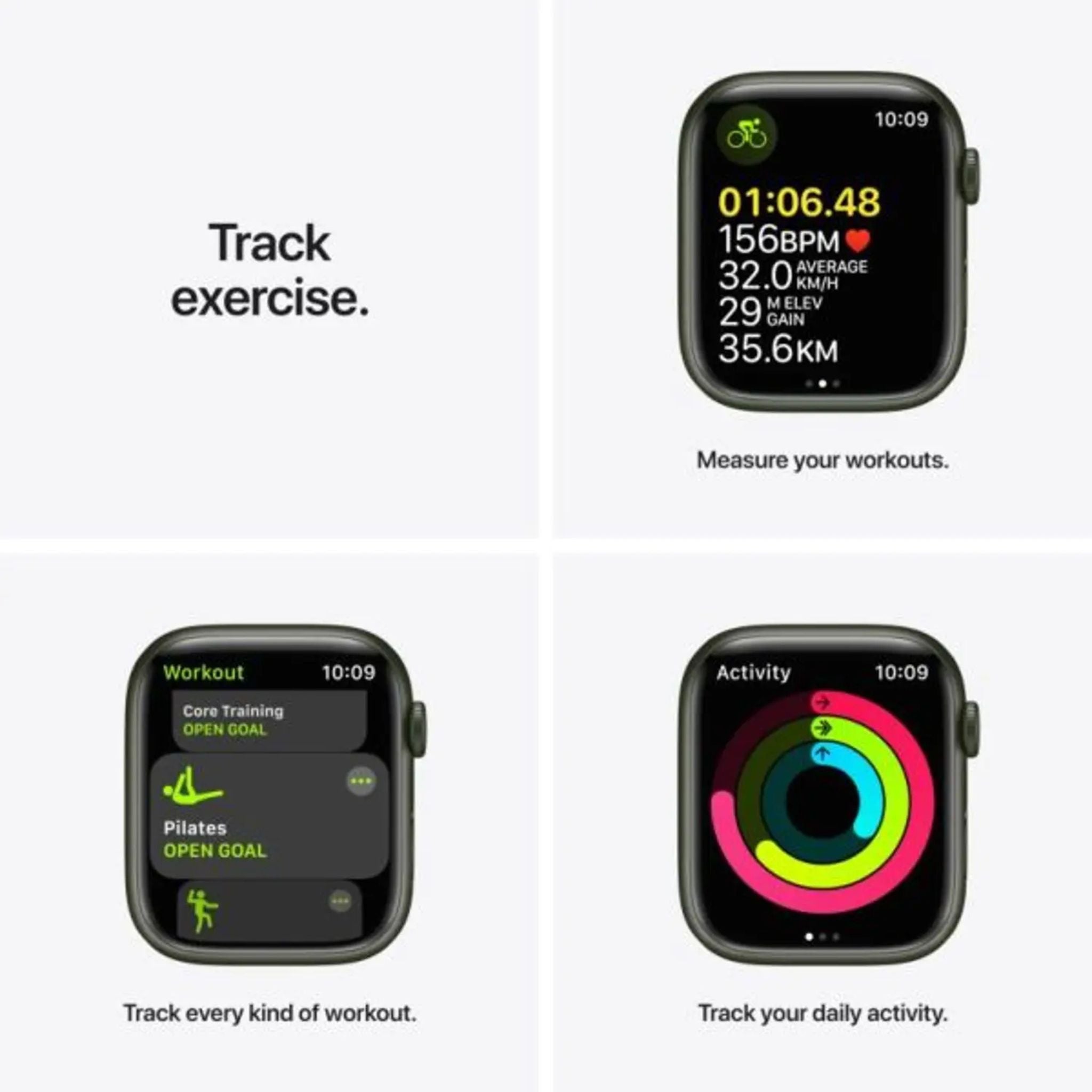 Apple Watch Series 7 GPS+ Cellular, 45mm Green Aluminium Case with Clover Sport Band