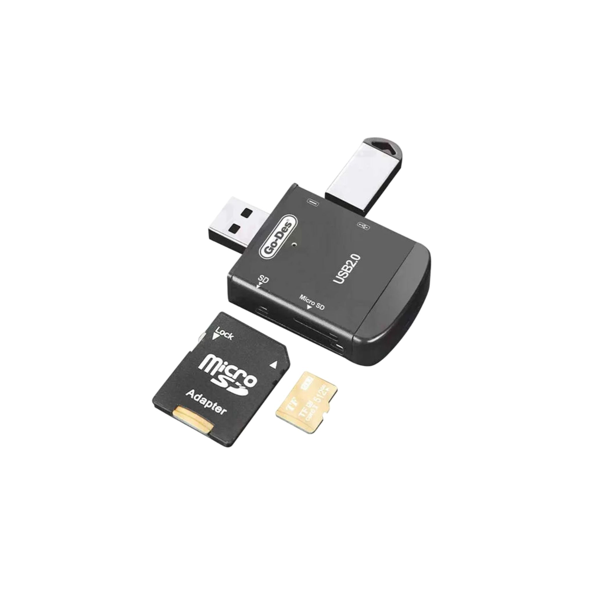 GO-DES (GD-DK109) 4 in 1 USB Memory Card Reader and Multiplexer Adapter-Black