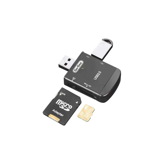 GO-DES (GD-DK109) 4 in 1 USB Memory Card Reader and Multiplexer Adapter_Black