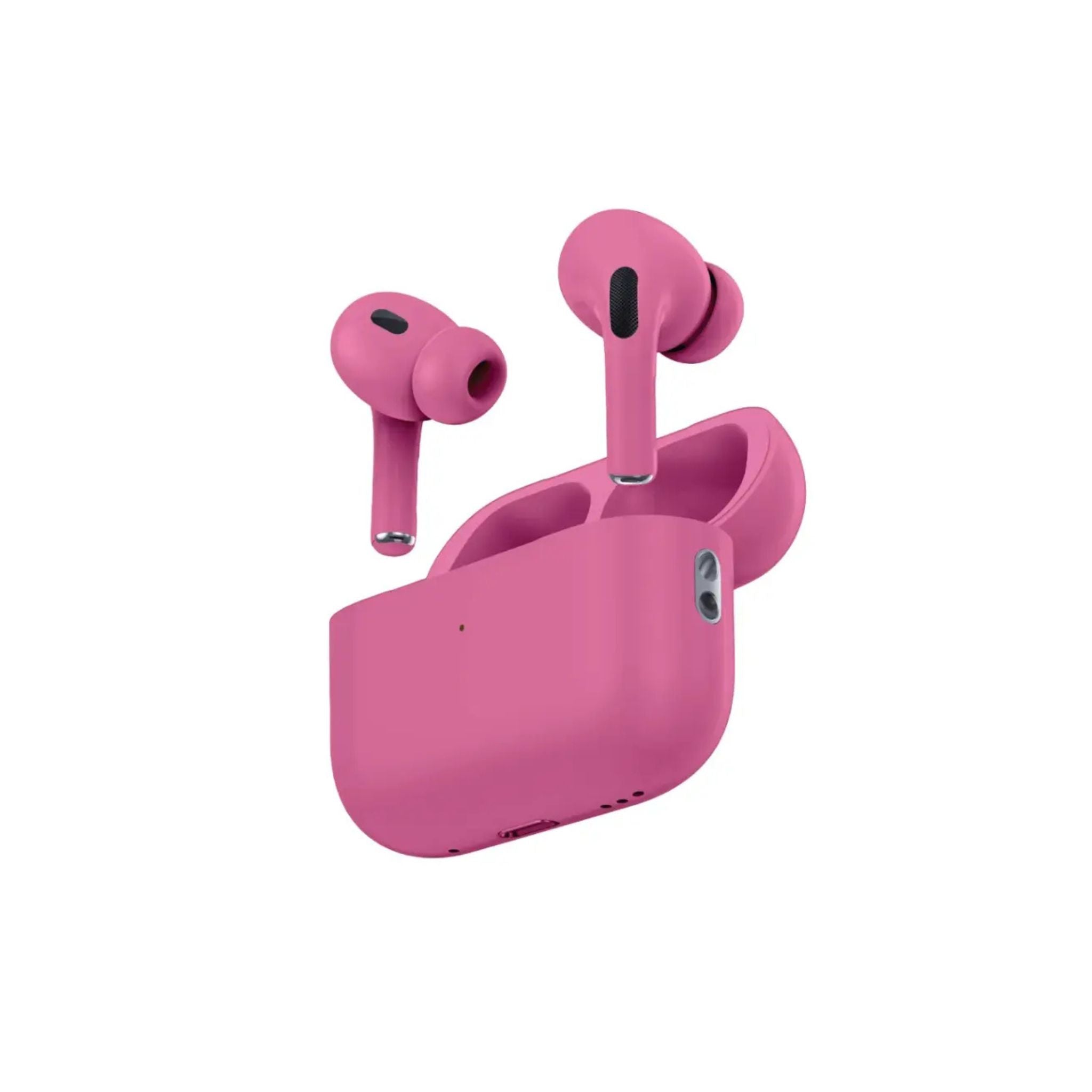 A pair of pink Porodo Blue Earbuds Pro 2 with a charging case.