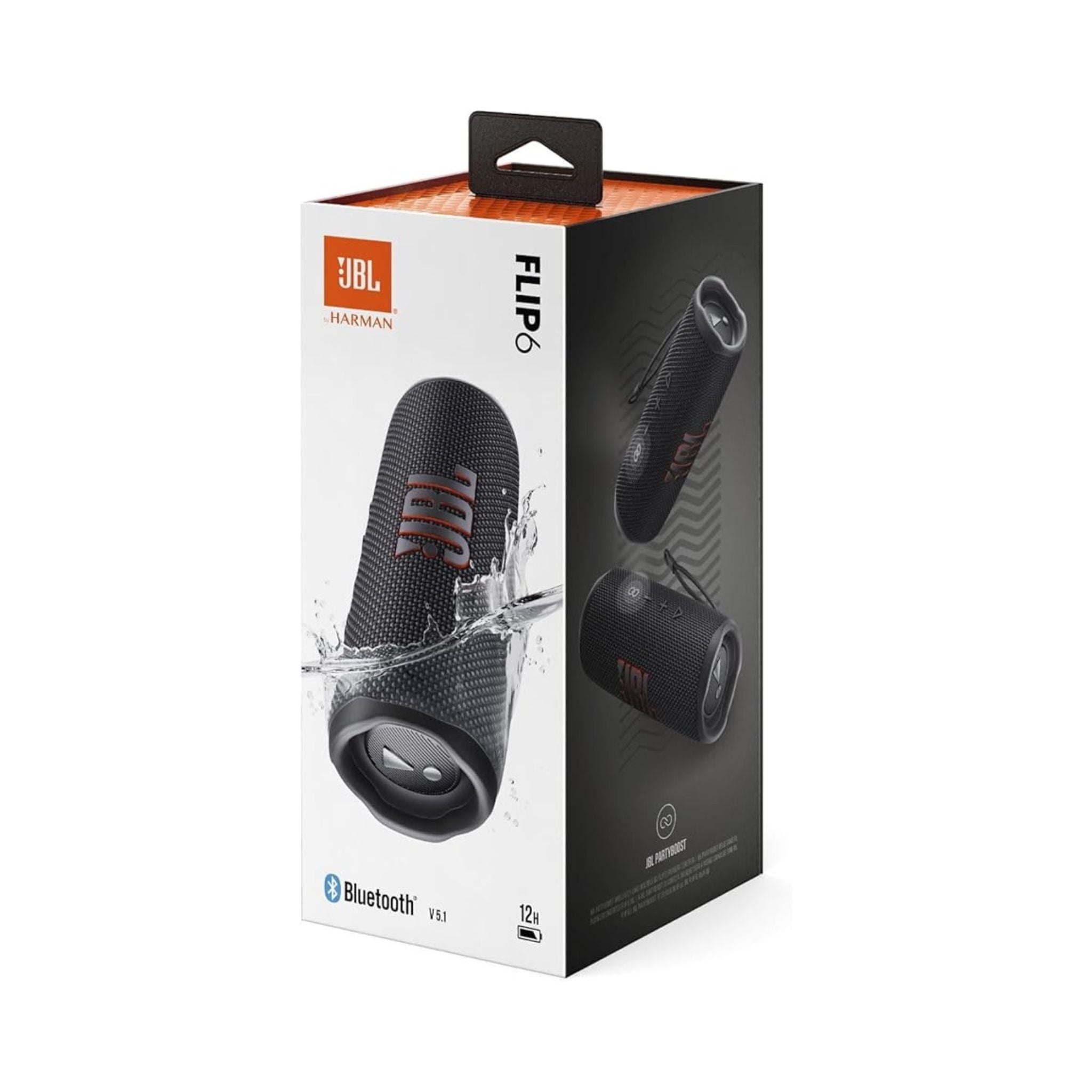 JBL Flip 6 Portable IP67 Waterproof Speaker with Bold Original Pro Sound, 2-Way Speaker, Powerful Sound and Deep Bass, 12 Hours Battery, Safe USB-C Charging Protection - Black