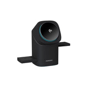 Black wireless charging stand with 'Porodo' branding on a white background