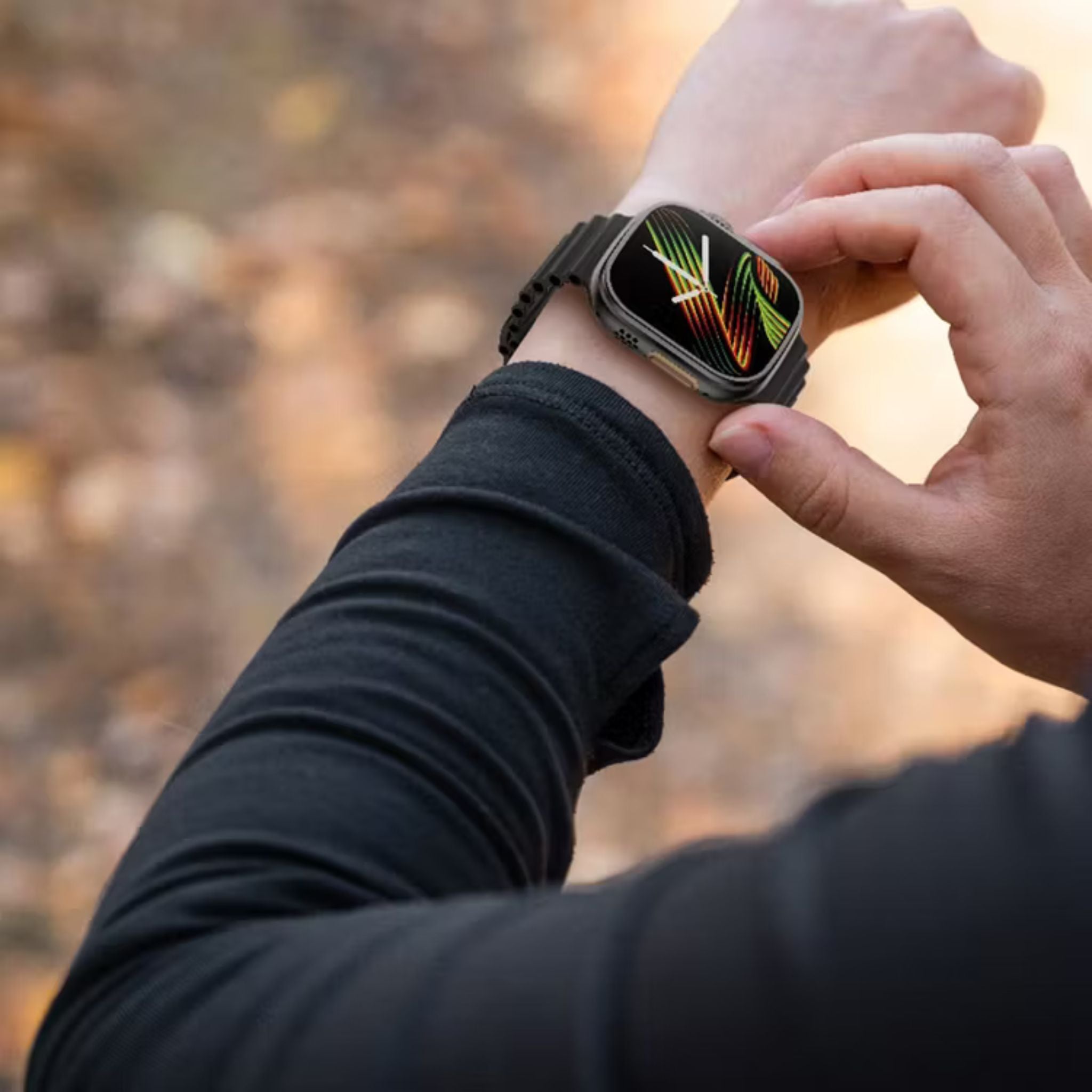 Green Lion Communicate Ultra Smart Watch with 1.85" Amoled Screen Dispaly, 280mAh Battery Capacity, Wireless Charging, AI Voice Assistant, 125MB Flash Storage, 3-5 Days Working Time - Black