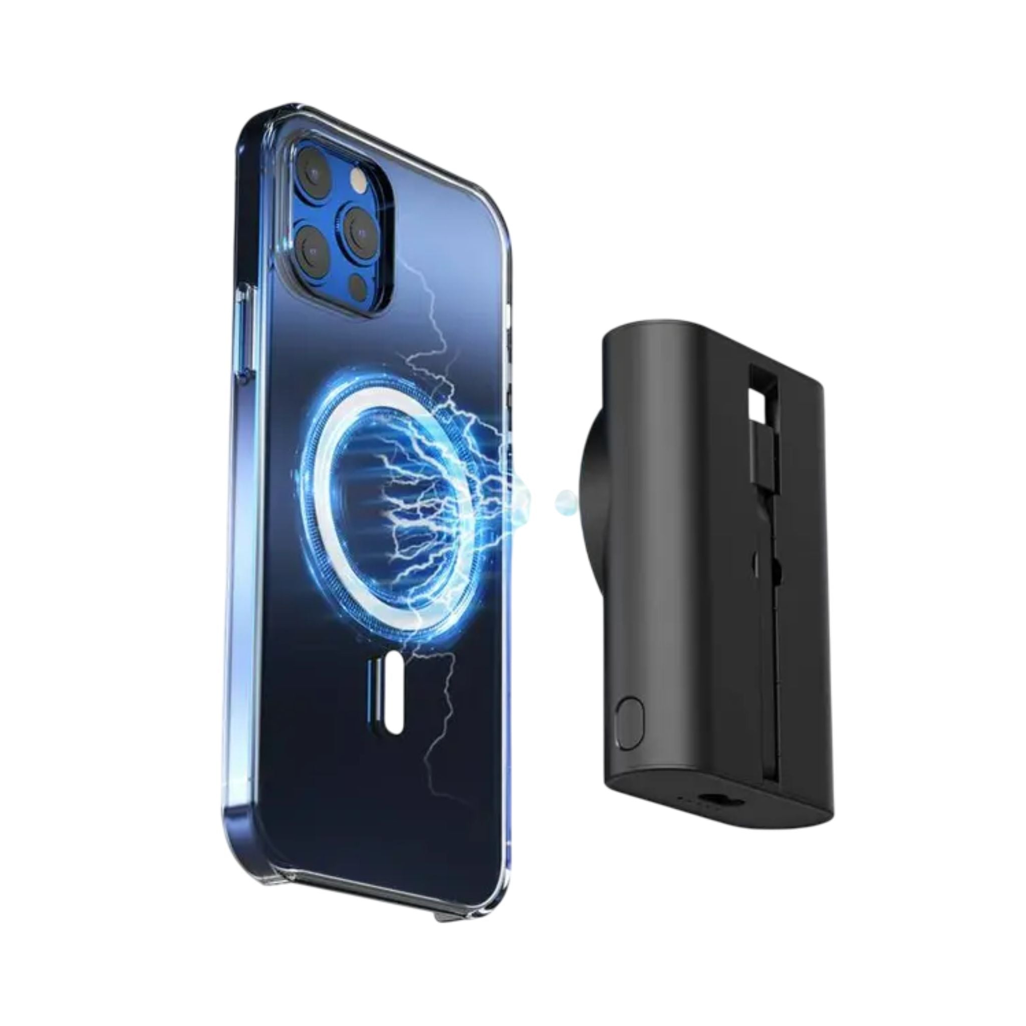 Porodo 5200mAh Magsafe Power Bank with  40W Portable Transparent Design, Pass-Through Charging, Integrated Type-C Cable - Black