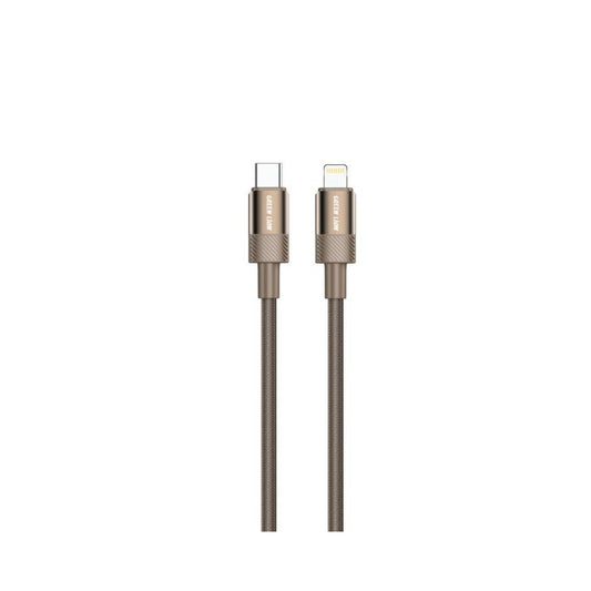 Green Lion Desert Spark Cable USB-C to Lightning, 27W Power, Wide Compatibility, Charge & Sync Capability - Desert Titanium