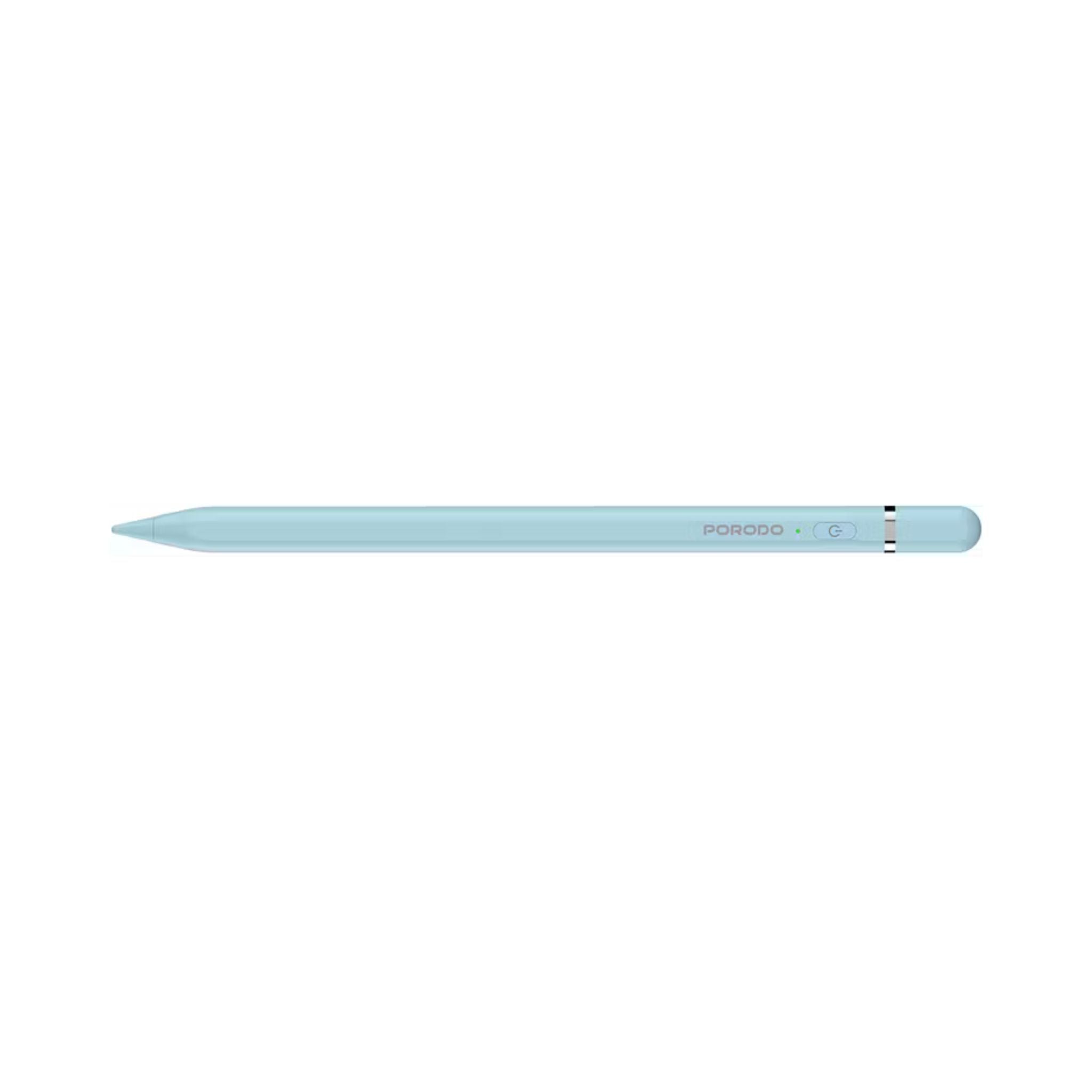 Porodo Smart Stylus Pen for iPad, Replaceable Tip, 1.7mm Tip Size, Type-C Charging Interface, 140mAh Battery Capacity, 40 Minutes Charging Time, 10-12 Hours Working Time, Magnetic Attachment, Zero Delay - Blue